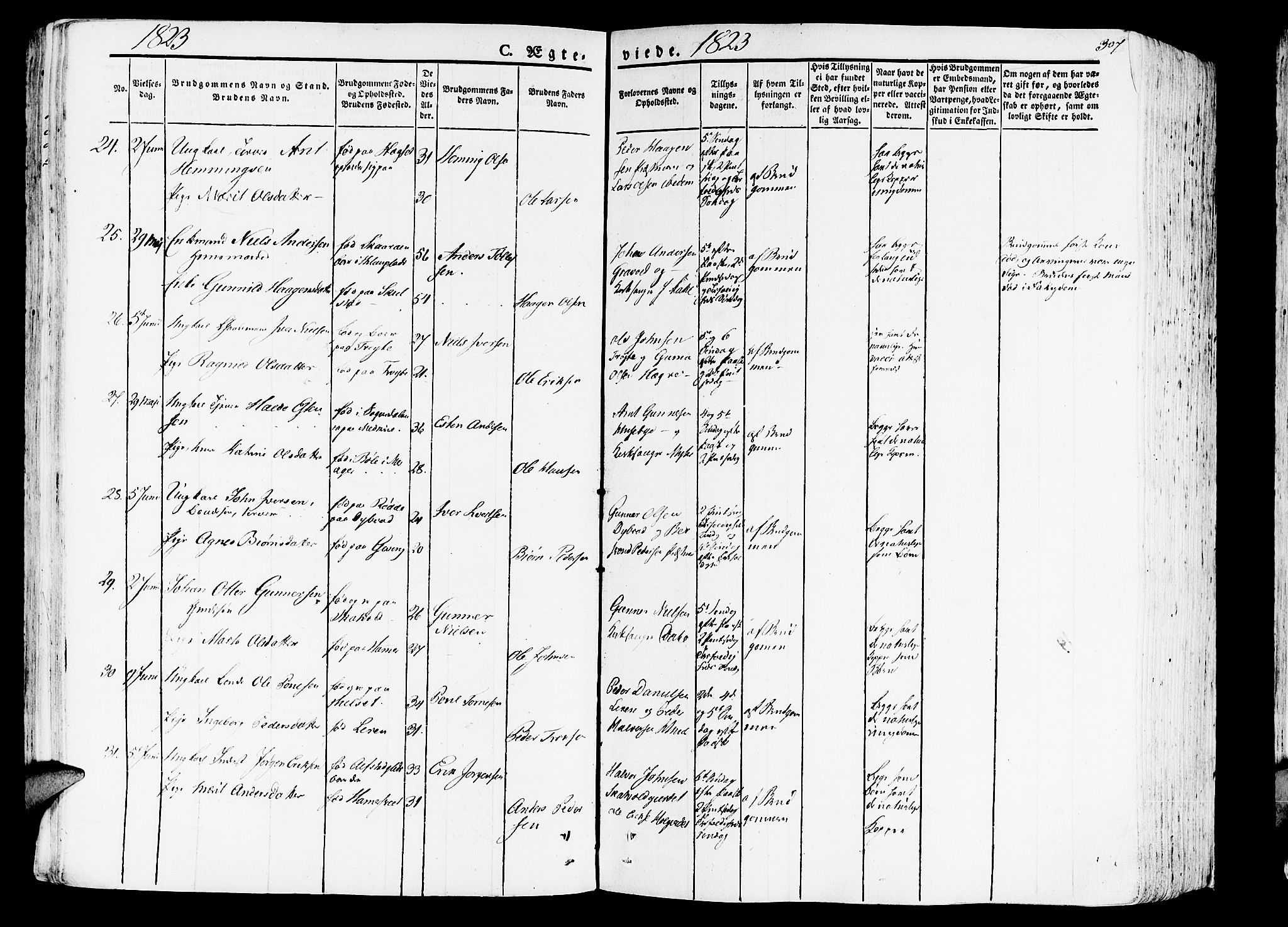 Ministerialprotokoller, klokkerbøker og fødselsregistre - Nord-Trøndelag, AV/SAT-A-1458/709/L0070: Parish register (official) no. 709A10, 1820-1832, p. 307