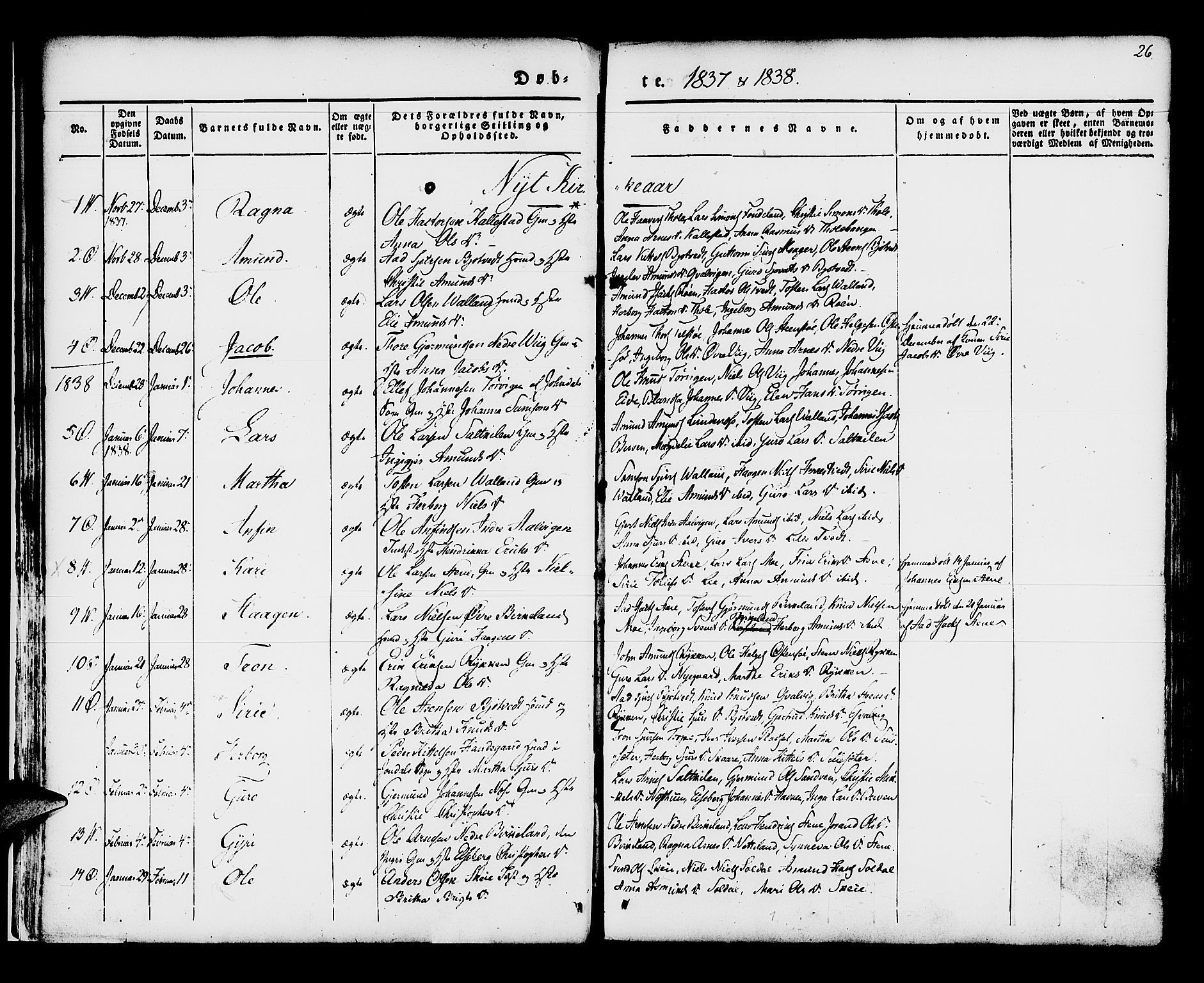 Kvam sokneprestembete, SAB/A-76201/H/Haa: Parish register (official) no. A 7, 1832-1843, p. 26