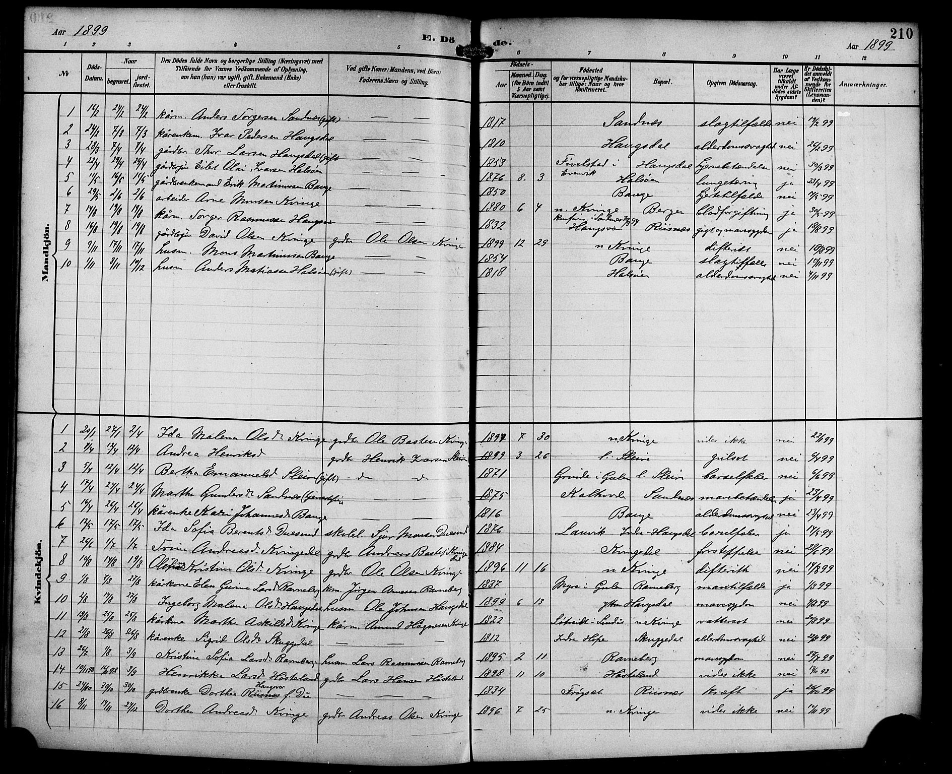 Masfjorden Sokneprestembete, SAB/A-77001: Parish register (copy) no. B 1, 1892-1913, p. 210