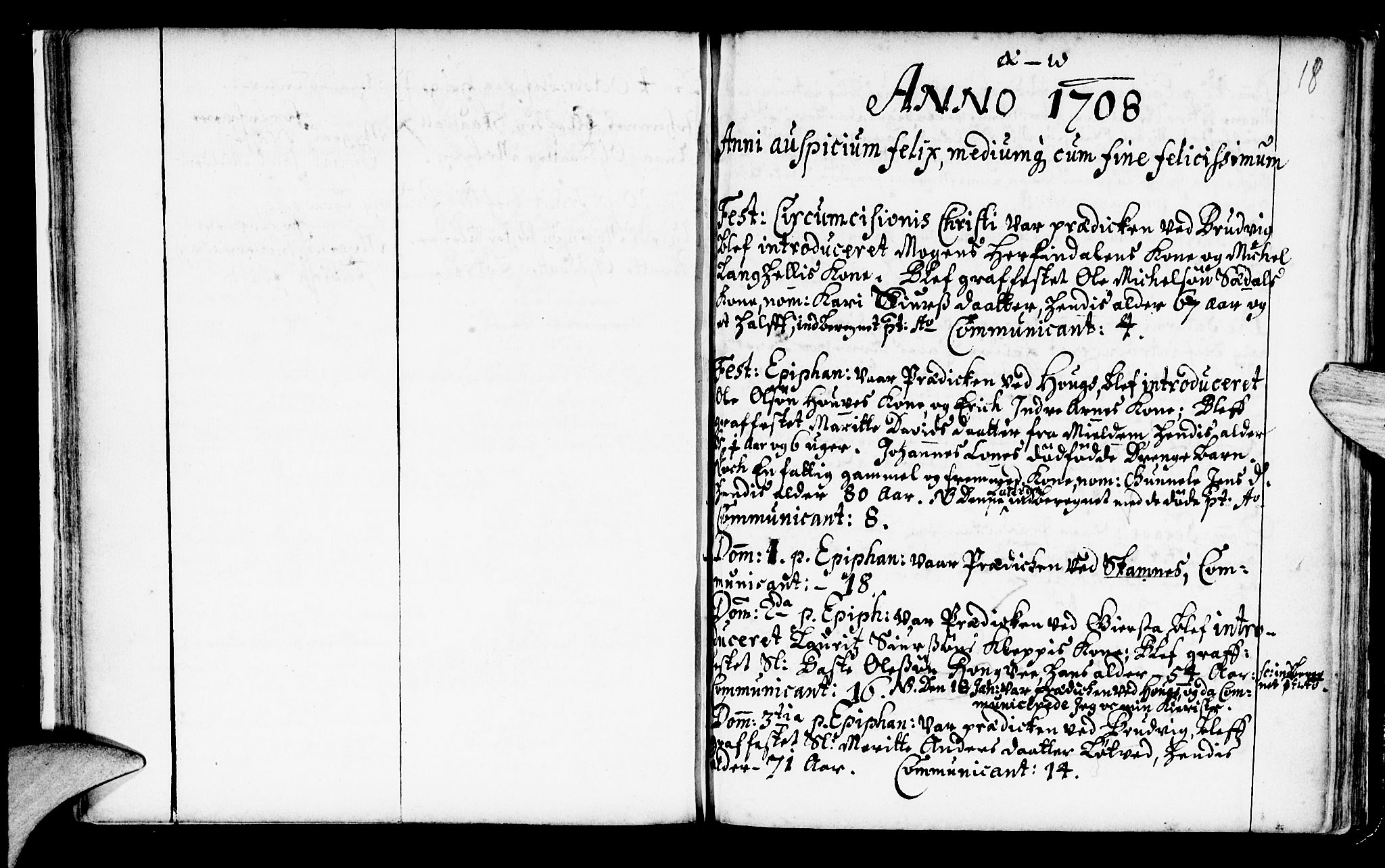 Haus sokneprestembete, SAB/A-75601/H/Haa: Parish register (official) no. A 2, 1707-1709, p. 18