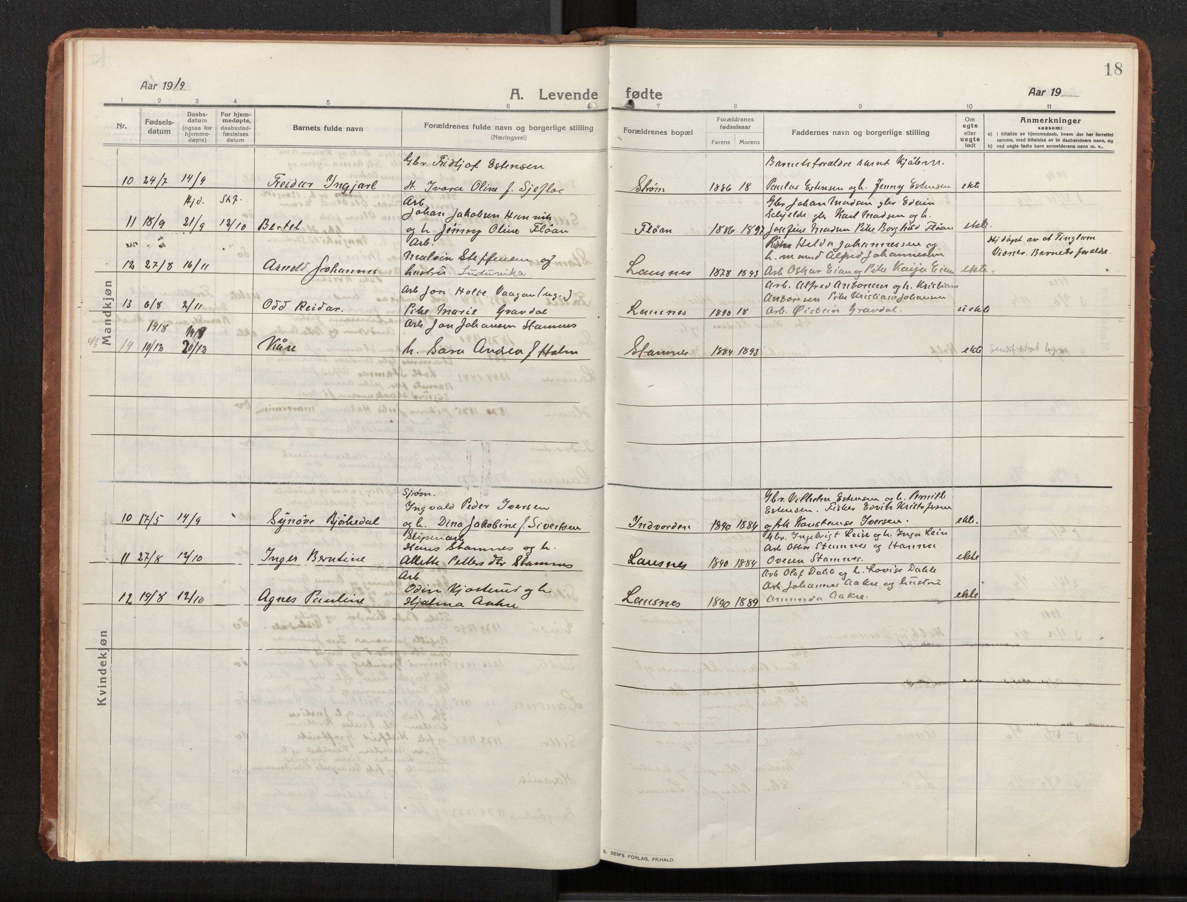 Ministerialprotokoller, klokkerbøker og fødselsregistre - Nord-Trøndelag, AV/SAT-A-1458/772/L0604: Parish register (official) no. 772A02, 1913-1937, p. 18