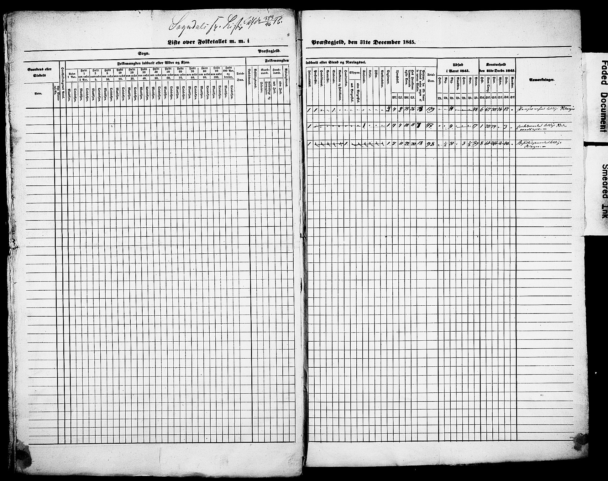 , Census 1845 for Sogndal, 1845, p. 6