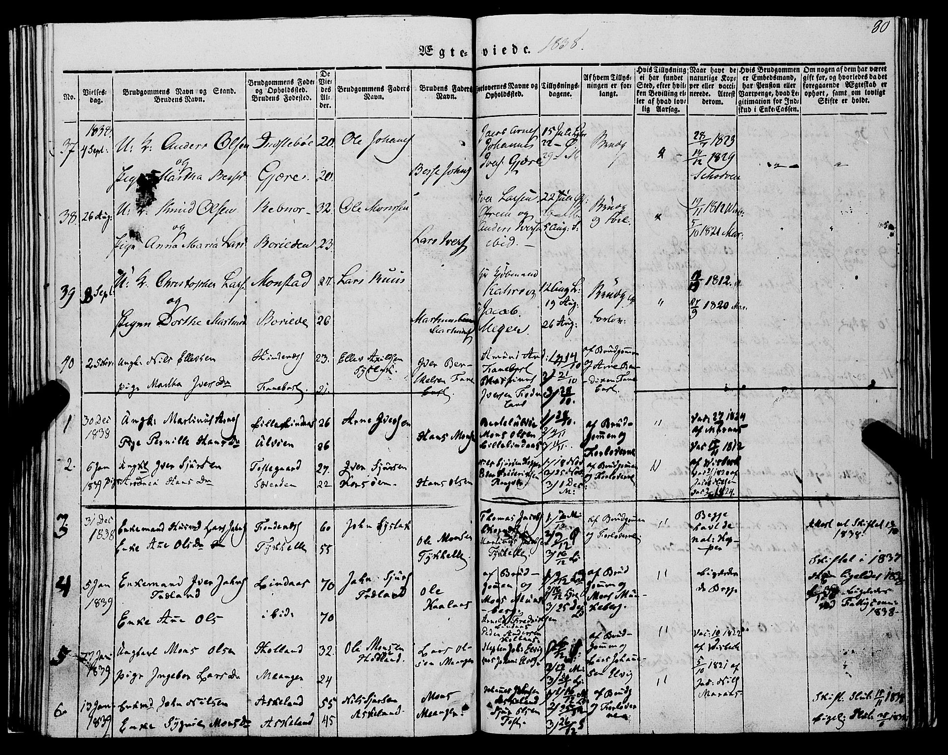 Lindås Sokneprestembete, SAB/A-76701/H/Haa: Parish register (official) no. A 12, 1836-1848, p. 80