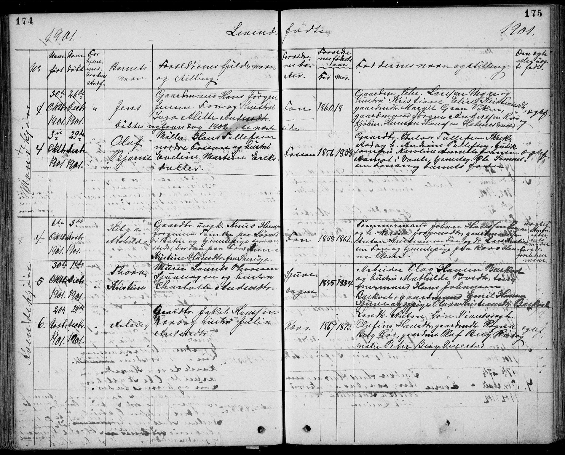 Ramnes kirkebøker, SAKO/A-314/G/Gb/L0001: Parish register (copy) no. II 1, 1869-1904, p. 174-175