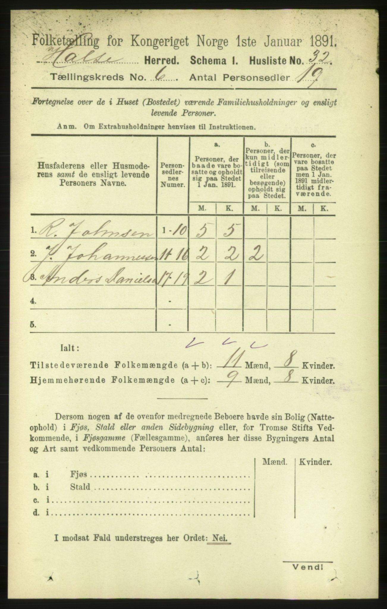 RA, 1891 census for 1571 Halsa, 1891, p. 1482