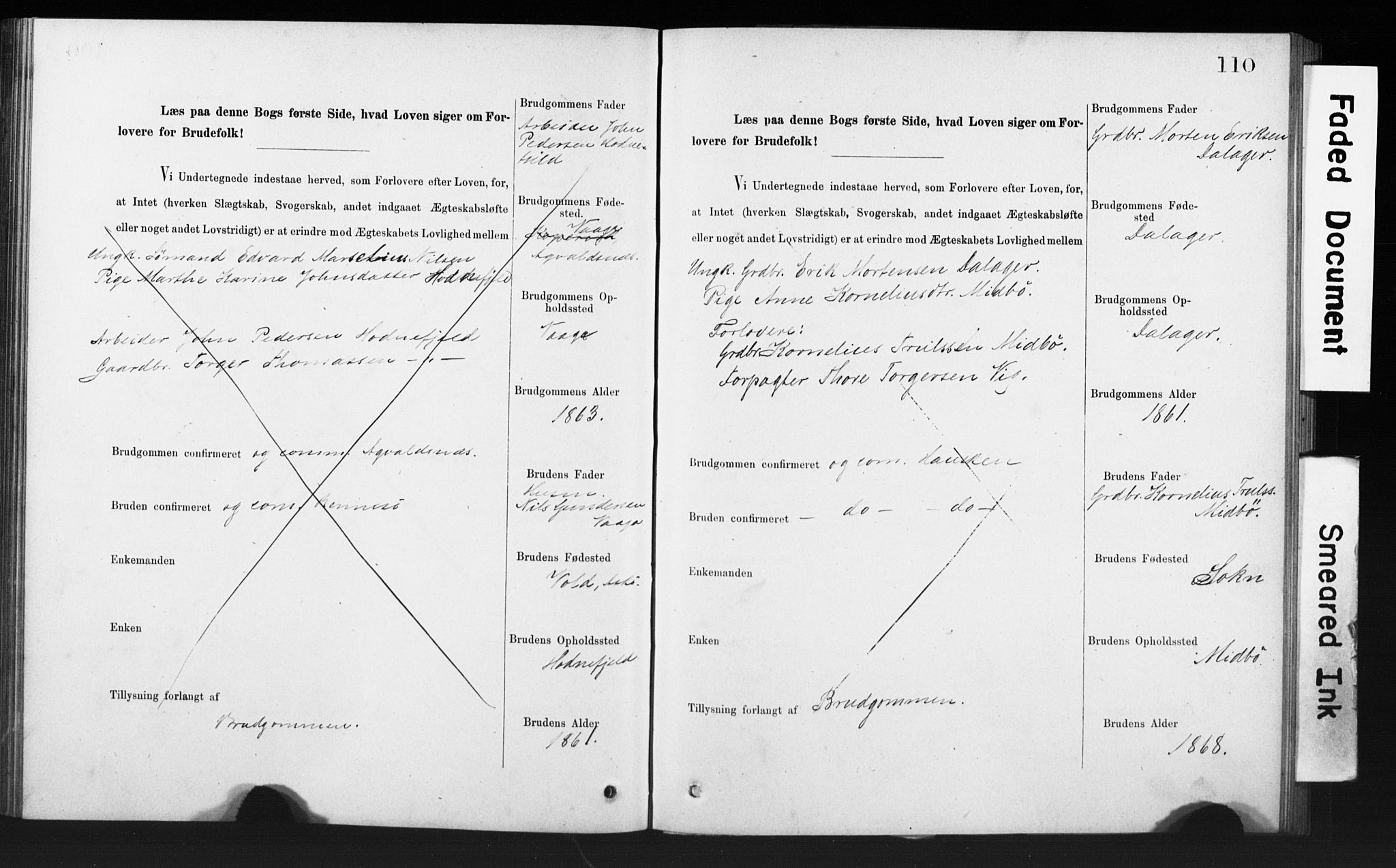 Rennesøy sokneprestkontor, SAST/A -101827/I/Ie/L0001: Banns register no. 1, 1873-1898, p. 110