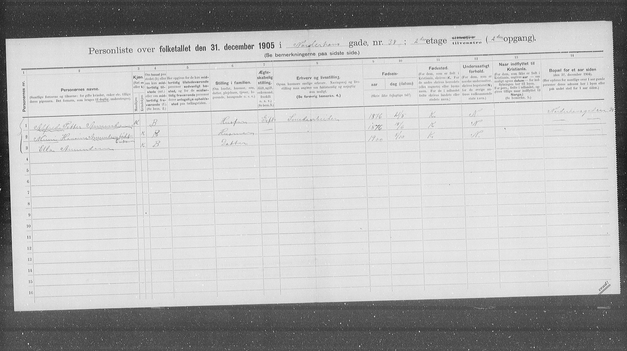 OBA, Municipal Census 1905 for Kristiania, 1905, p. 38430