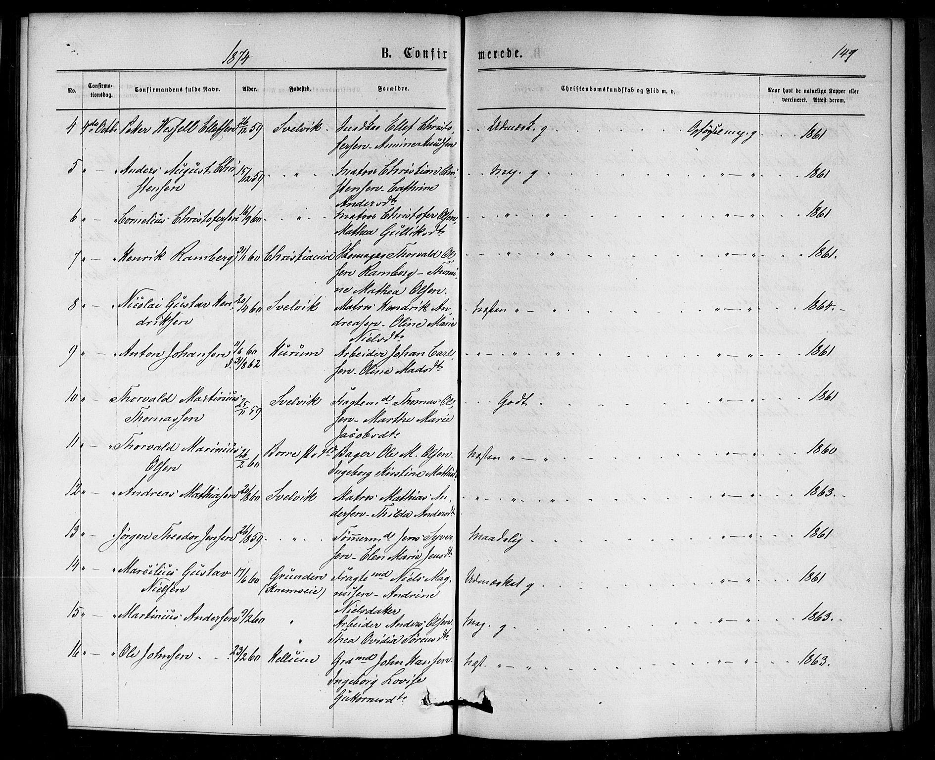 Strømm kirkebøker, AV/SAKO-A-322/F/Fa/L0002: Parish register (official) no. I 2, 1870-1877, p. 149