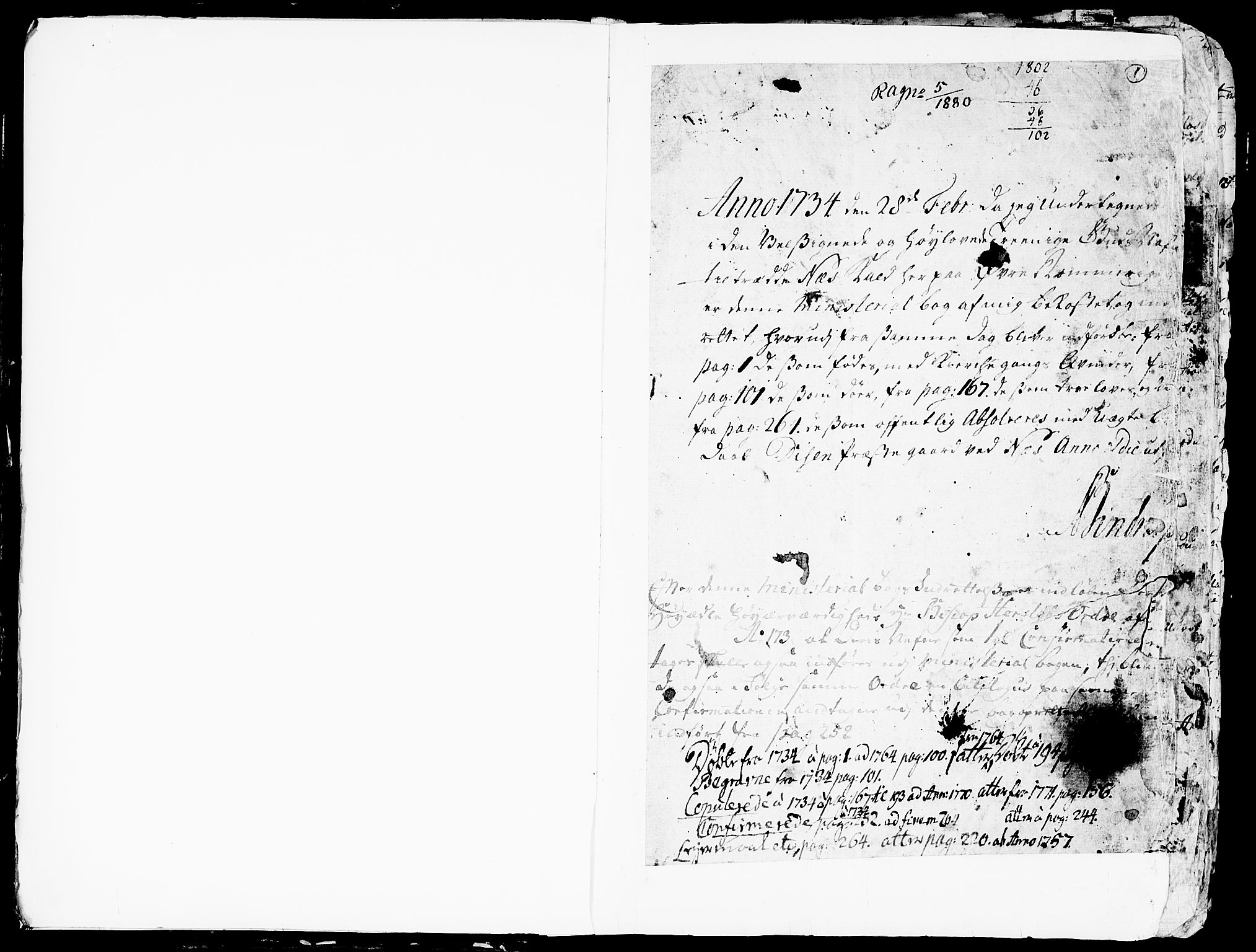 Nes prestekontor Kirkebøker, SAO/A-10410/F/Fa/L0003: Parish register (official) no. I 3, 1734-1781, p. 1