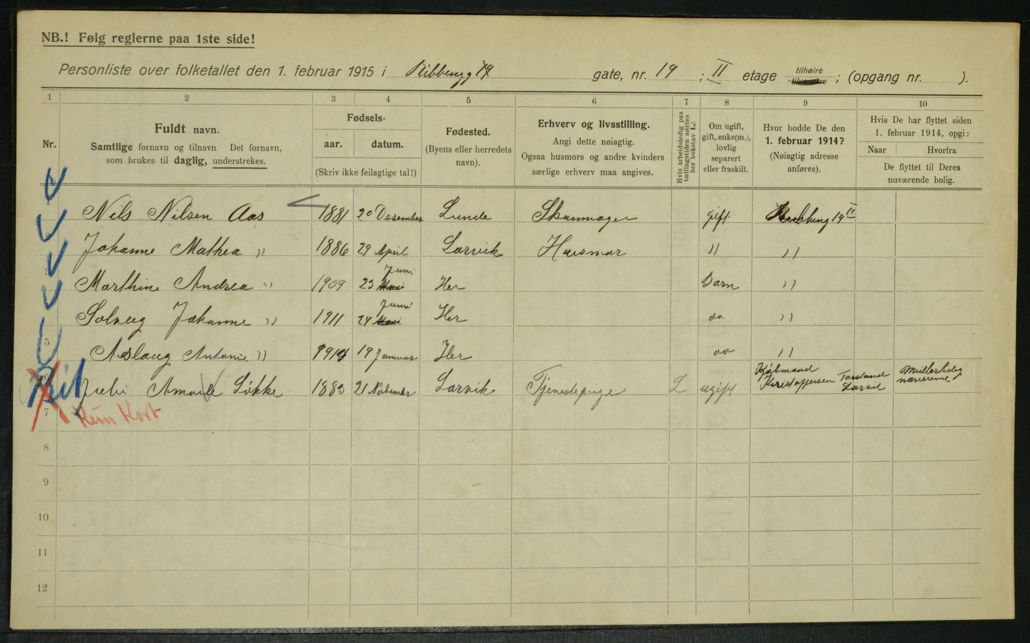 OBA, Municipal Census 1915 for Kristiania, 1915, p. 82744