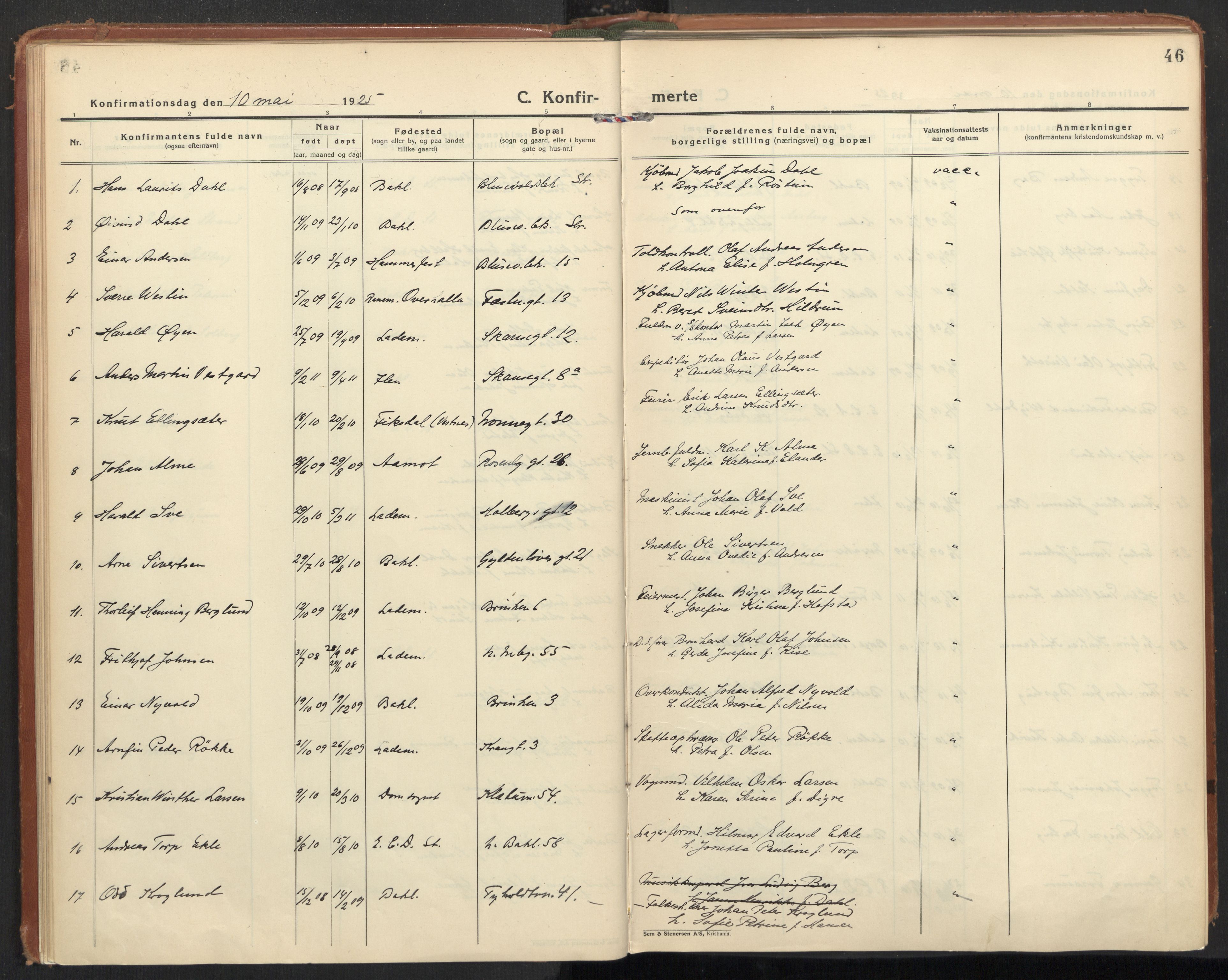 Ministerialprotokoller, klokkerbøker og fødselsregistre - Sør-Trøndelag, SAT/A-1456/604/L0208: Parish register (official) no. 604A28, 1923-1937, p. 46