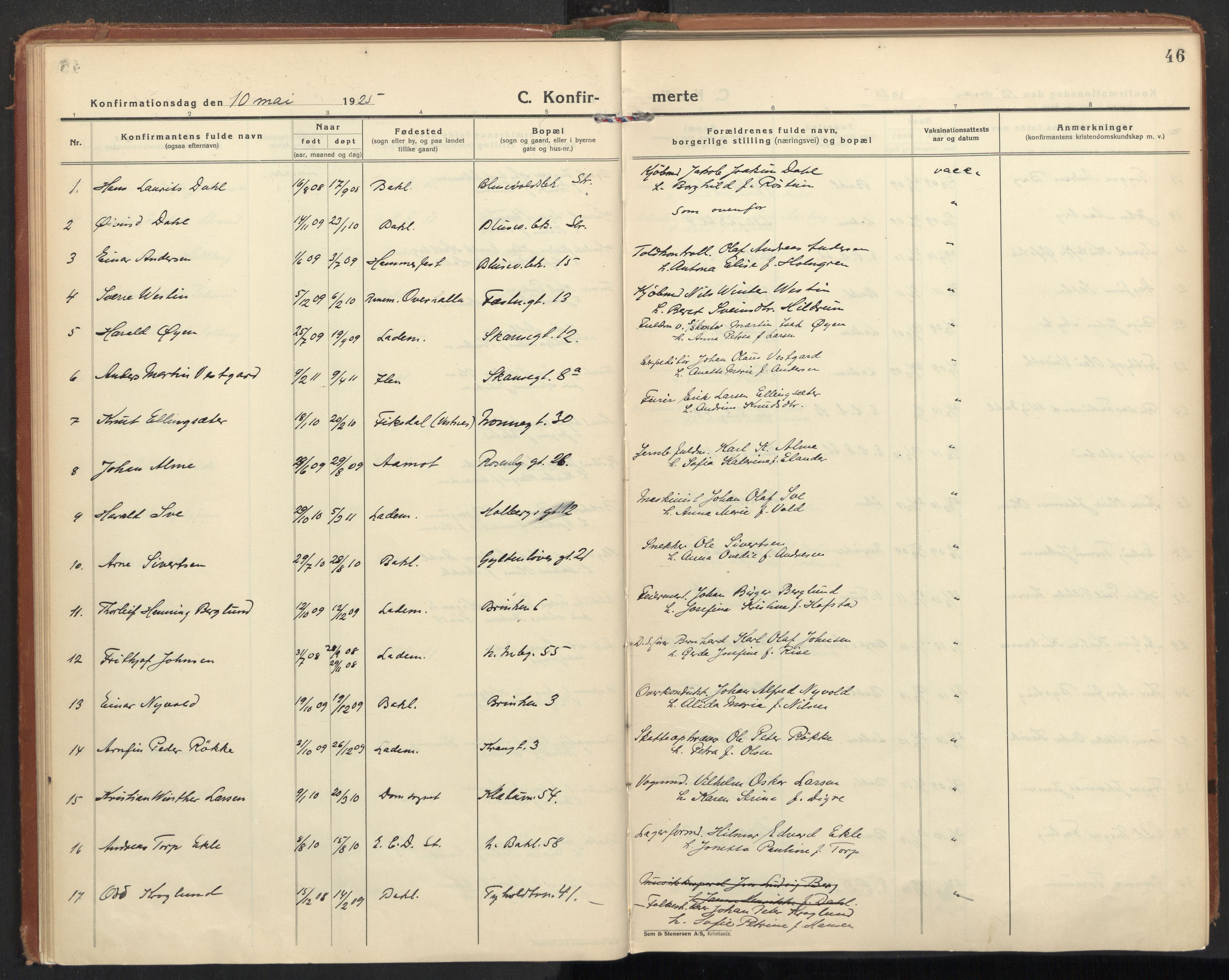 Ministerialprotokoller, klokkerbøker og fødselsregistre - Sør-Trøndelag, AV/SAT-A-1456/604/L0208: Parish register (official) no. 604A28, 1923-1937, p. 46