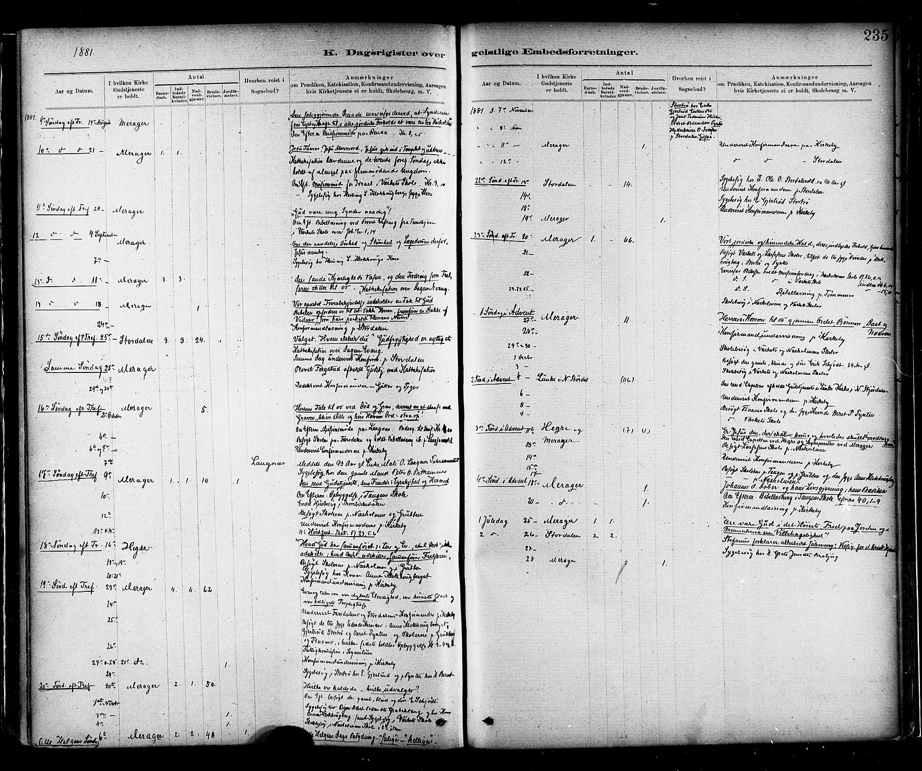Ministerialprotokoller, klokkerbøker og fødselsregistre - Nord-Trøndelag, SAT/A-1458/706/L0047: Parish register (official) no. 706A03, 1878-1892, p. 235