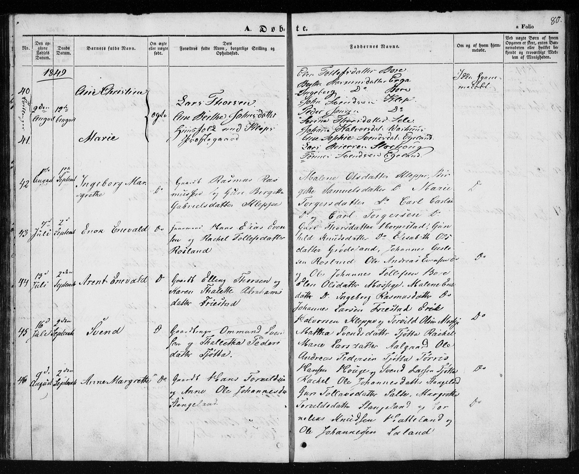 Klepp sokneprestkontor, AV/SAST-A-101803/001/3/30BA/L0004: Parish register (official) no. A 4, 1842-1852, p. 80