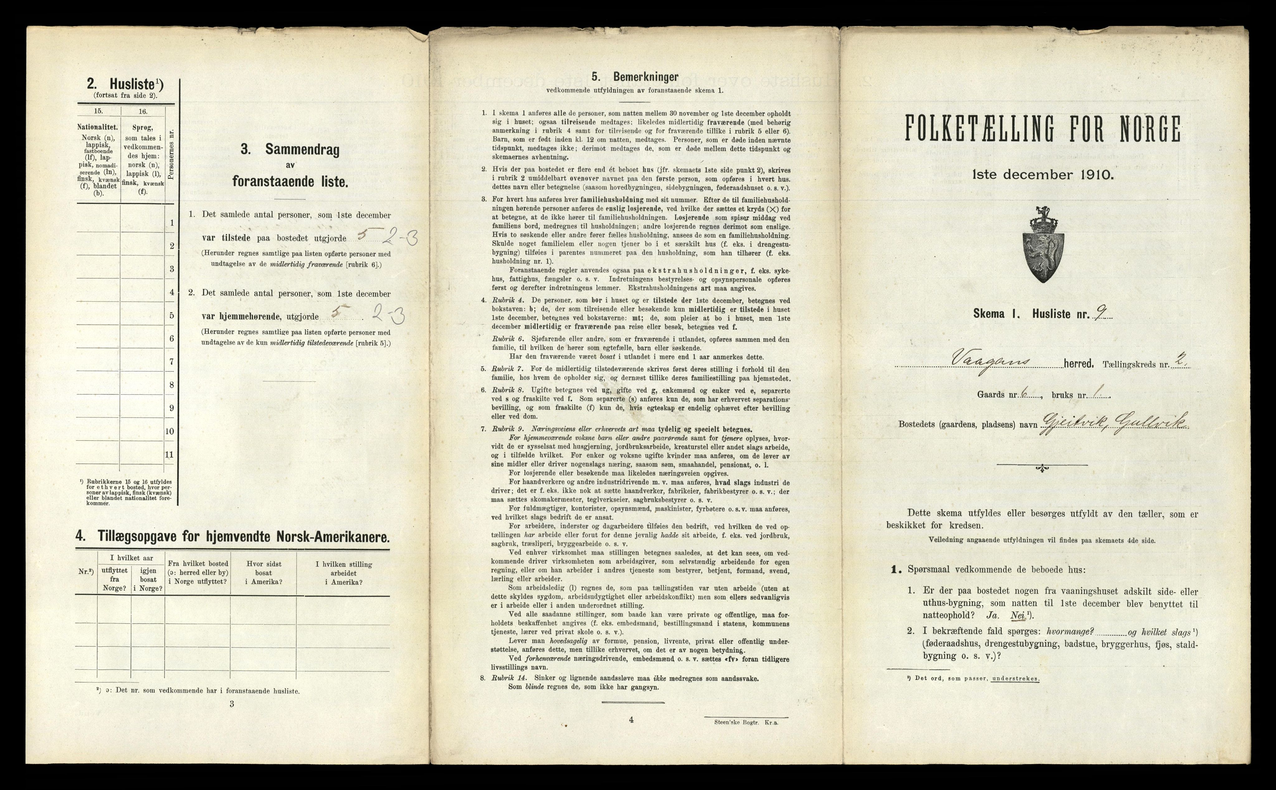 RA, 1910 census for Vågan, 1910, p. 127