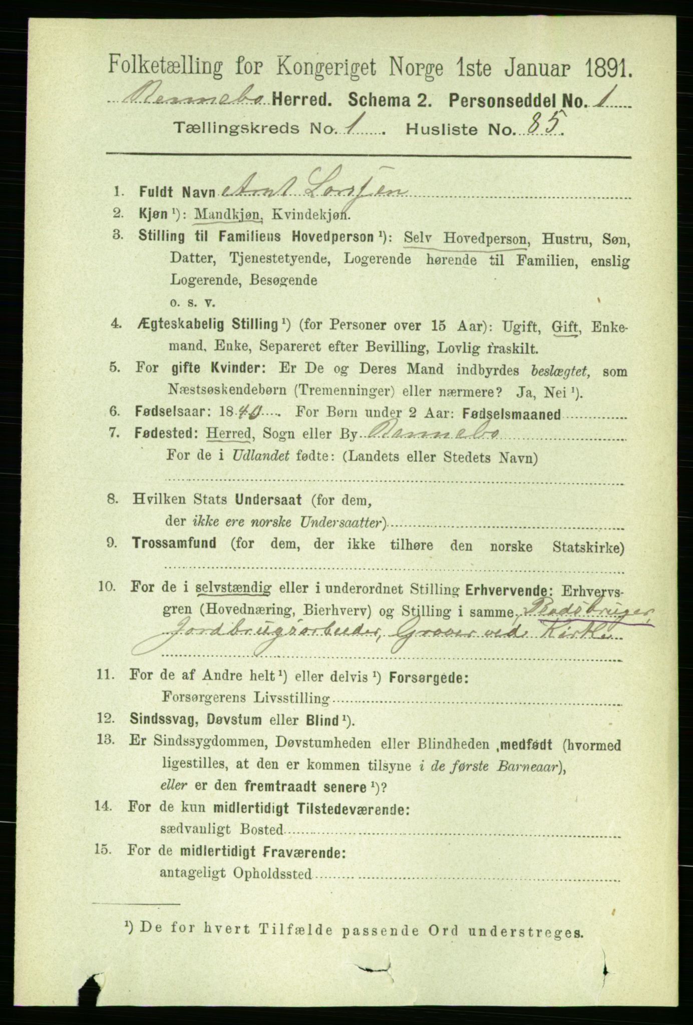 RA, 1891 census for 1635 Rennebu, 1891, p. 618