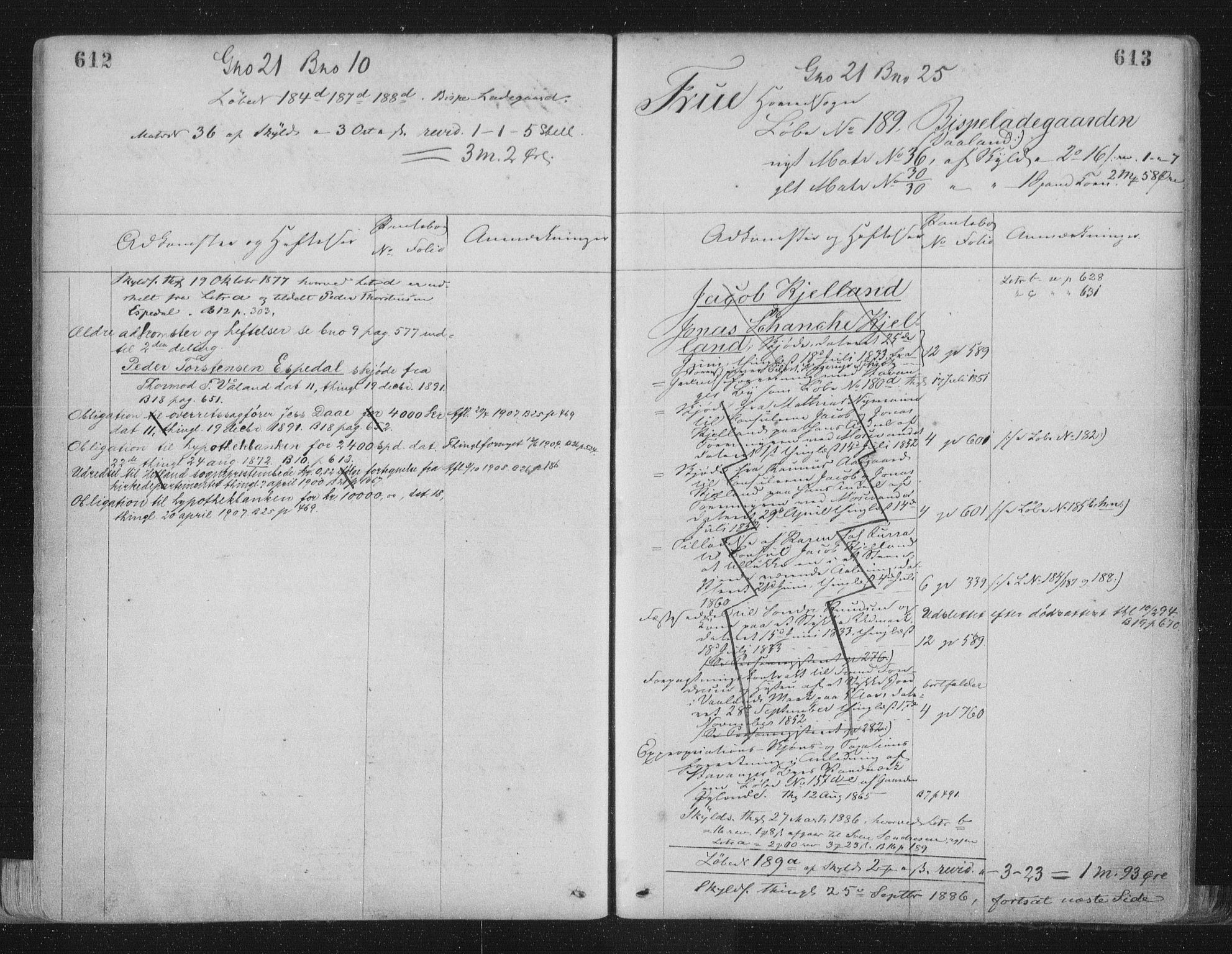 Jæren sorenskriveri, SAST/A-100310/01/4/41/41ABB/L0001: Mortgage register no. 41 ABB1, 1898, p. 612-613