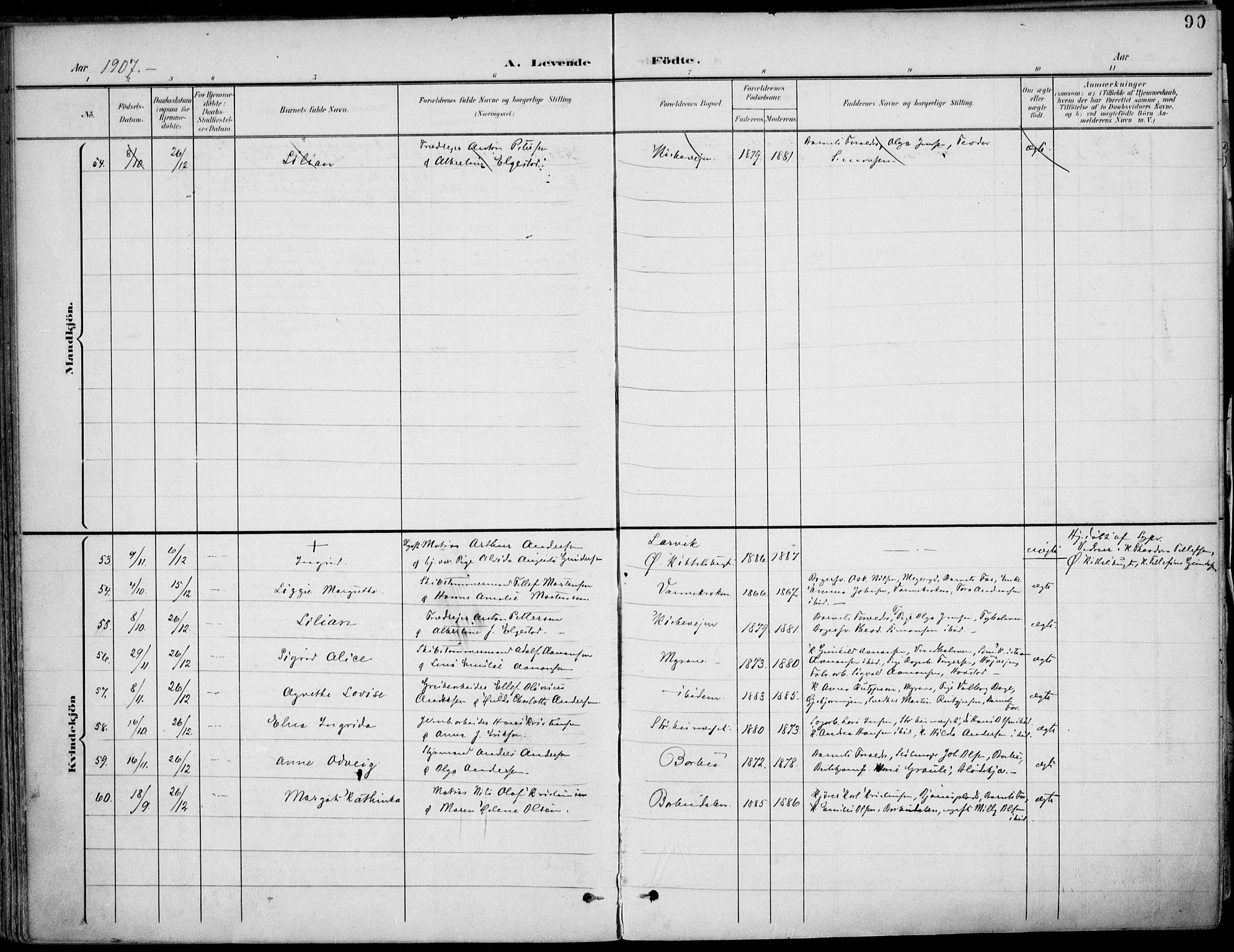 Barbu sokneprestkontor, AV/SAK-1111-0003/F/Fa/L0005: Parish register (official) no. A 5, 1899-1909, p. 90