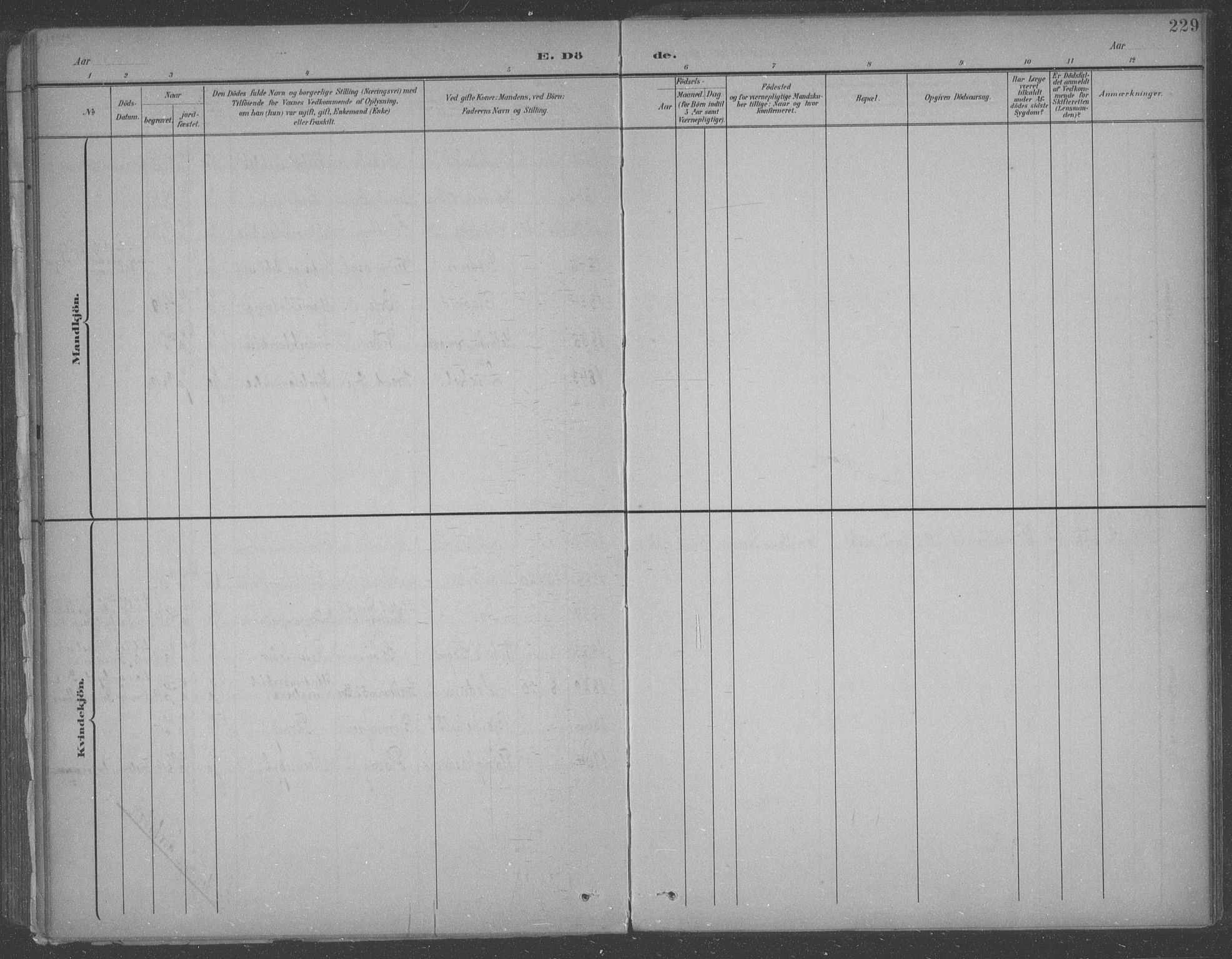 Aremark prestekontor Kirkebøker, SAO/A-10899/F/Fb/L0005: Parish register (official) no. II 5, 1895-1919, p. 229