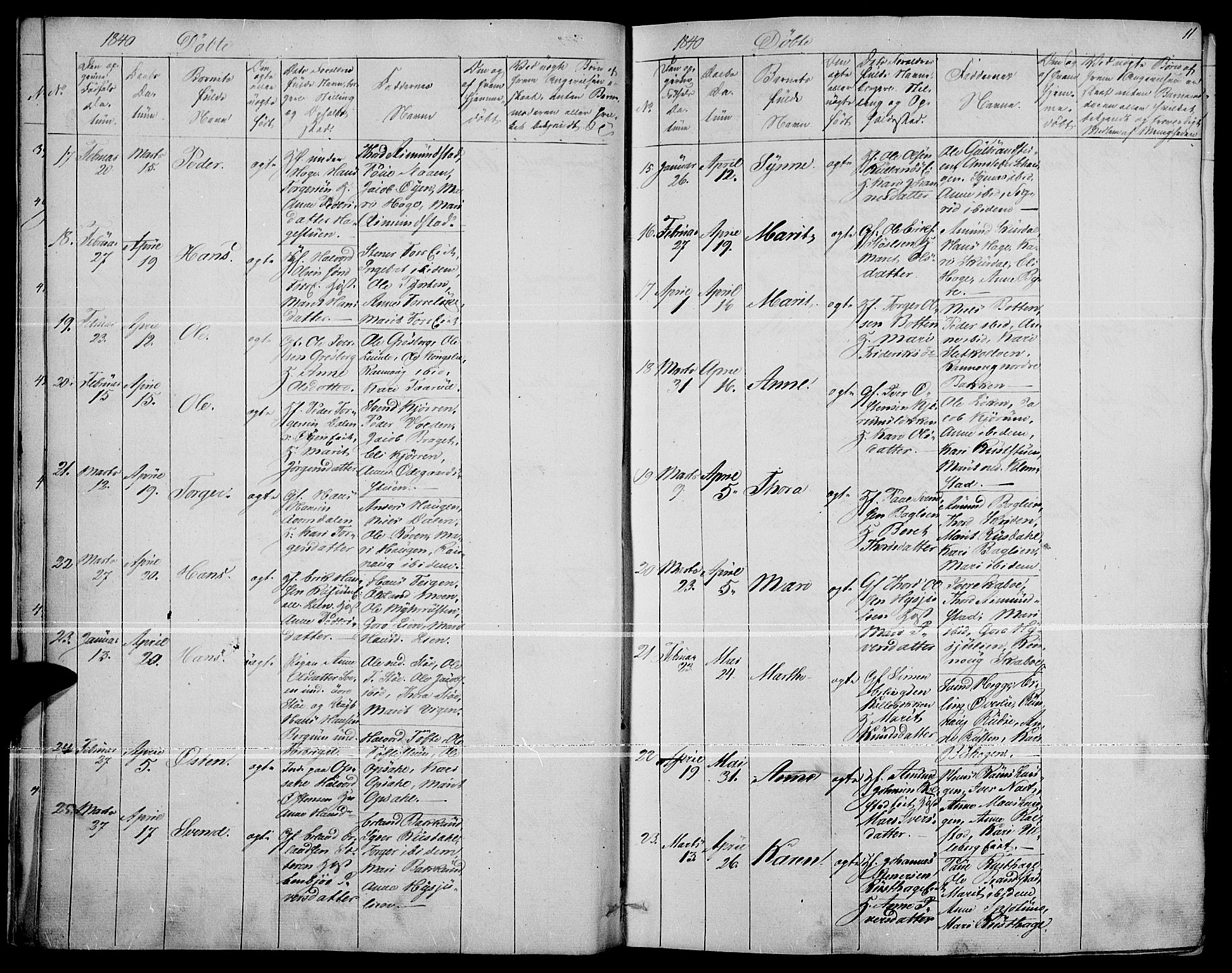 Fron prestekontor, AV/SAH-PREST-078/H/Ha/Haa/L0004: Parish register (official) no. 4, 1839-1848, p. 11