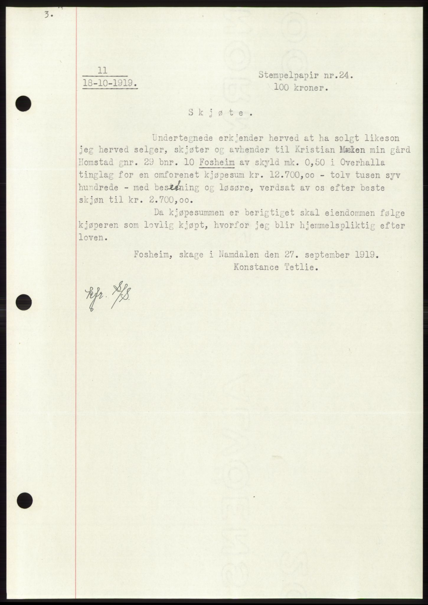Namdal sorenskriveri, SAT/A-4133/1/2/2C: Mortgage book no. -, 1916-1921, Deed date: 18.10.1919