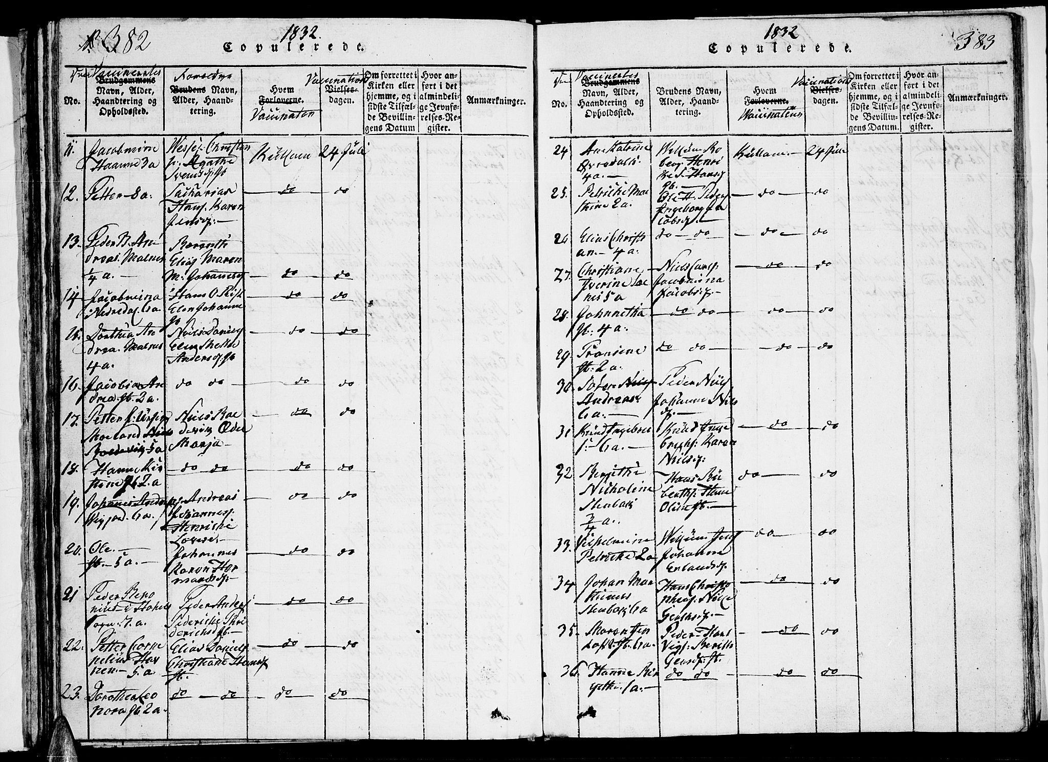 Ministerialprotokoller, klokkerbøker og fødselsregistre - Nordland, SAT/A-1459/884/L1195: Parish register (copy) no. 884C01, 1837-1867, p. 382-383