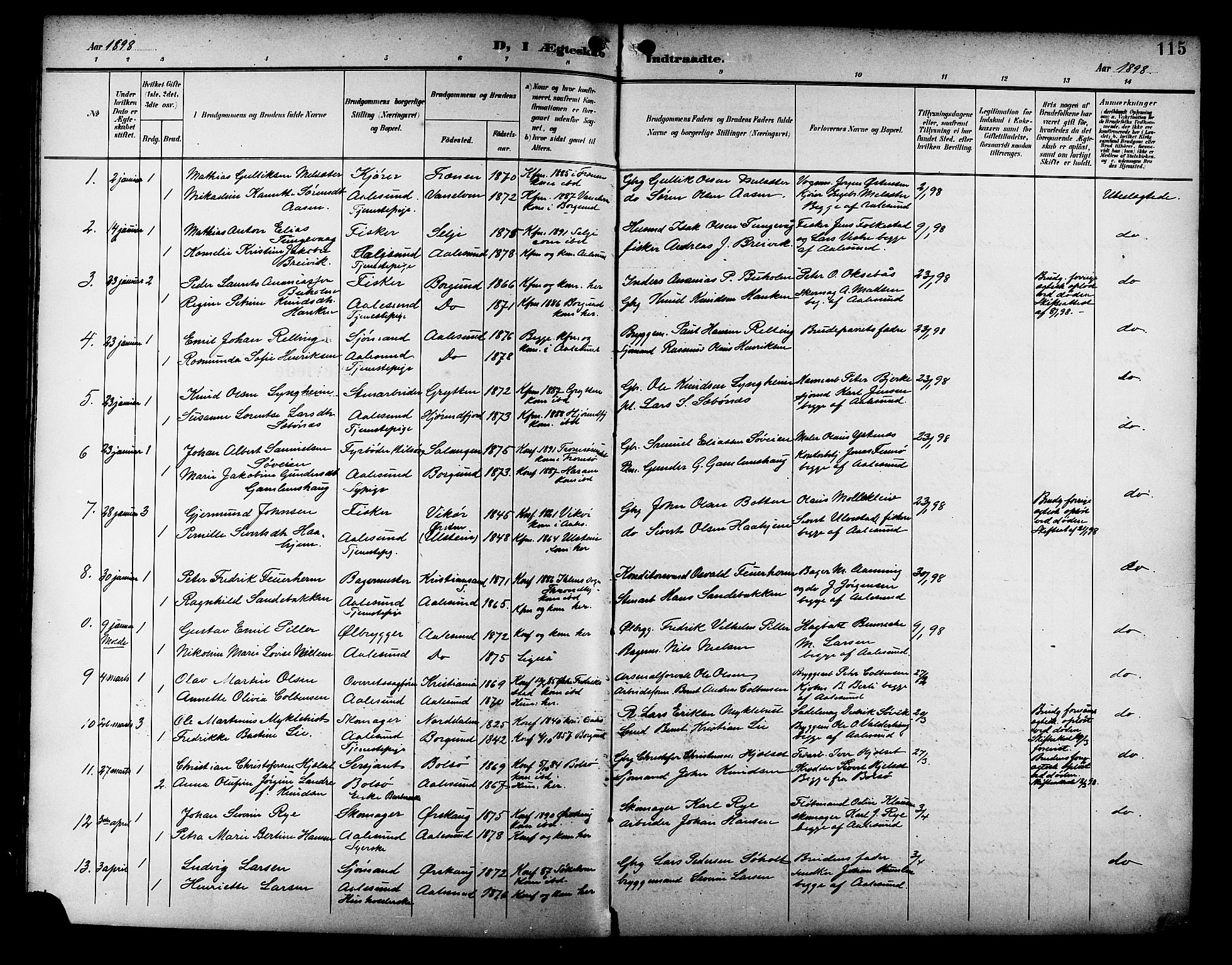 Ministerialprotokoller, klokkerbøker og fødselsregistre - Møre og Romsdal, AV/SAT-A-1454/529/L0469: Parish register (copy) no. 529C06, 1898-1906, p. 115