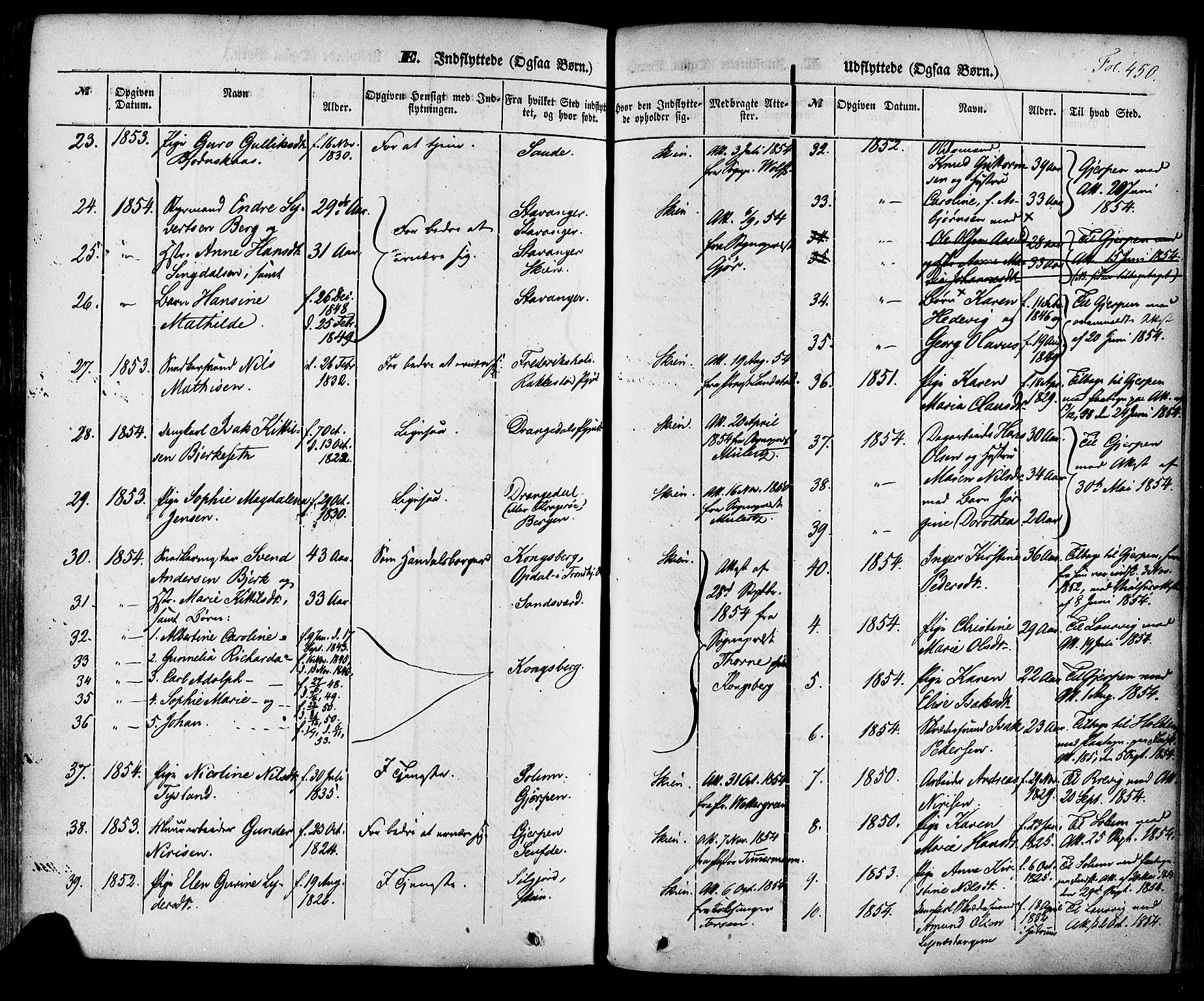 Skien kirkebøker, SAKO/A-302/F/Fa/L0006a: Parish register (official) no. 6A, 1843-1856, p. 450