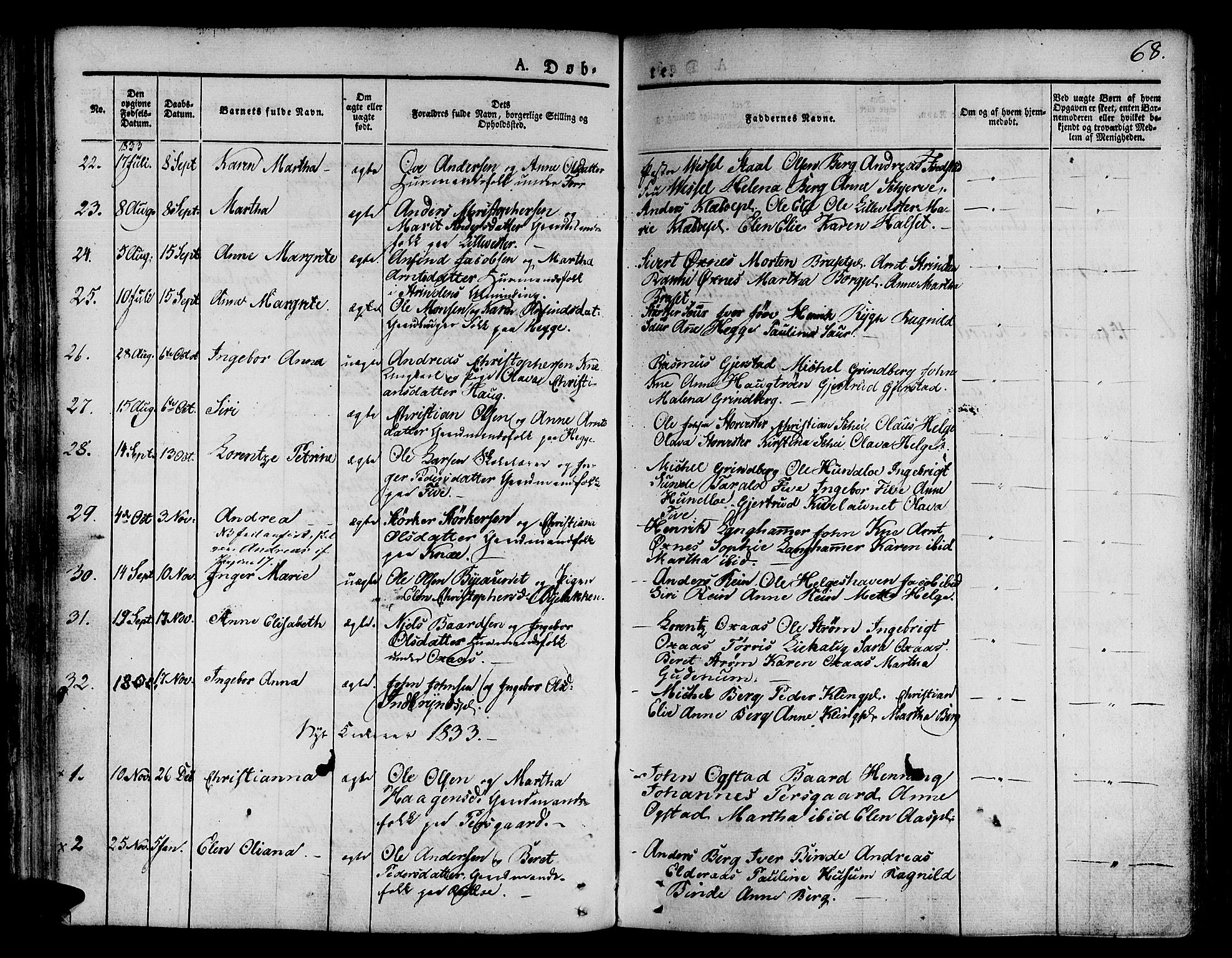 Ministerialprotokoller, klokkerbøker og fødselsregistre - Nord-Trøndelag, SAT/A-1458/746/L0445: Parish register (official) no. 746A04, 1826-1846, p. 68