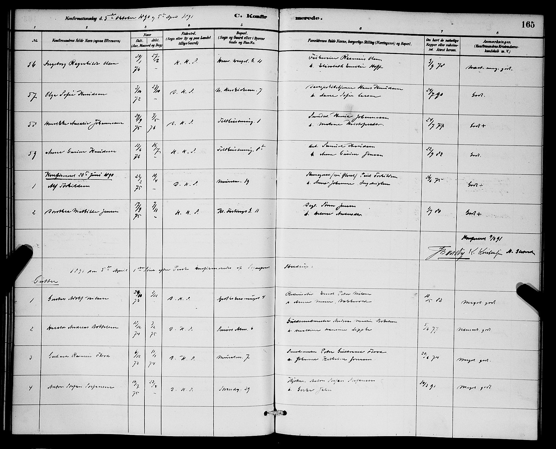 Korskirken sokneprestembete, AV/SAB-A-76101/H/Hab: Parish register (copy) no. C 3, 1880-1892, p. 165