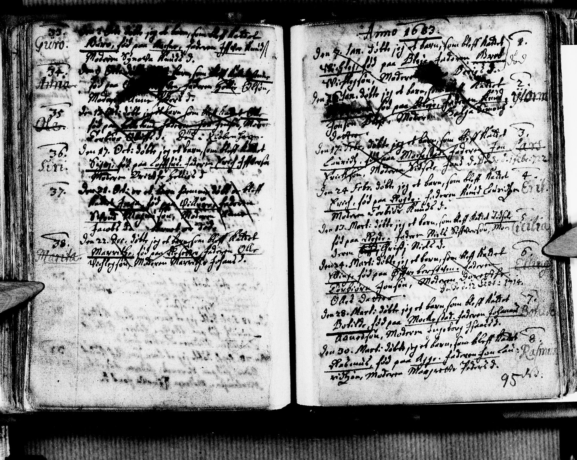Ullensvang sokneprestembete, SAB/A-78701/H/Haa: Parish register (official) no. A 1 /1, 1669-1718, p. 95