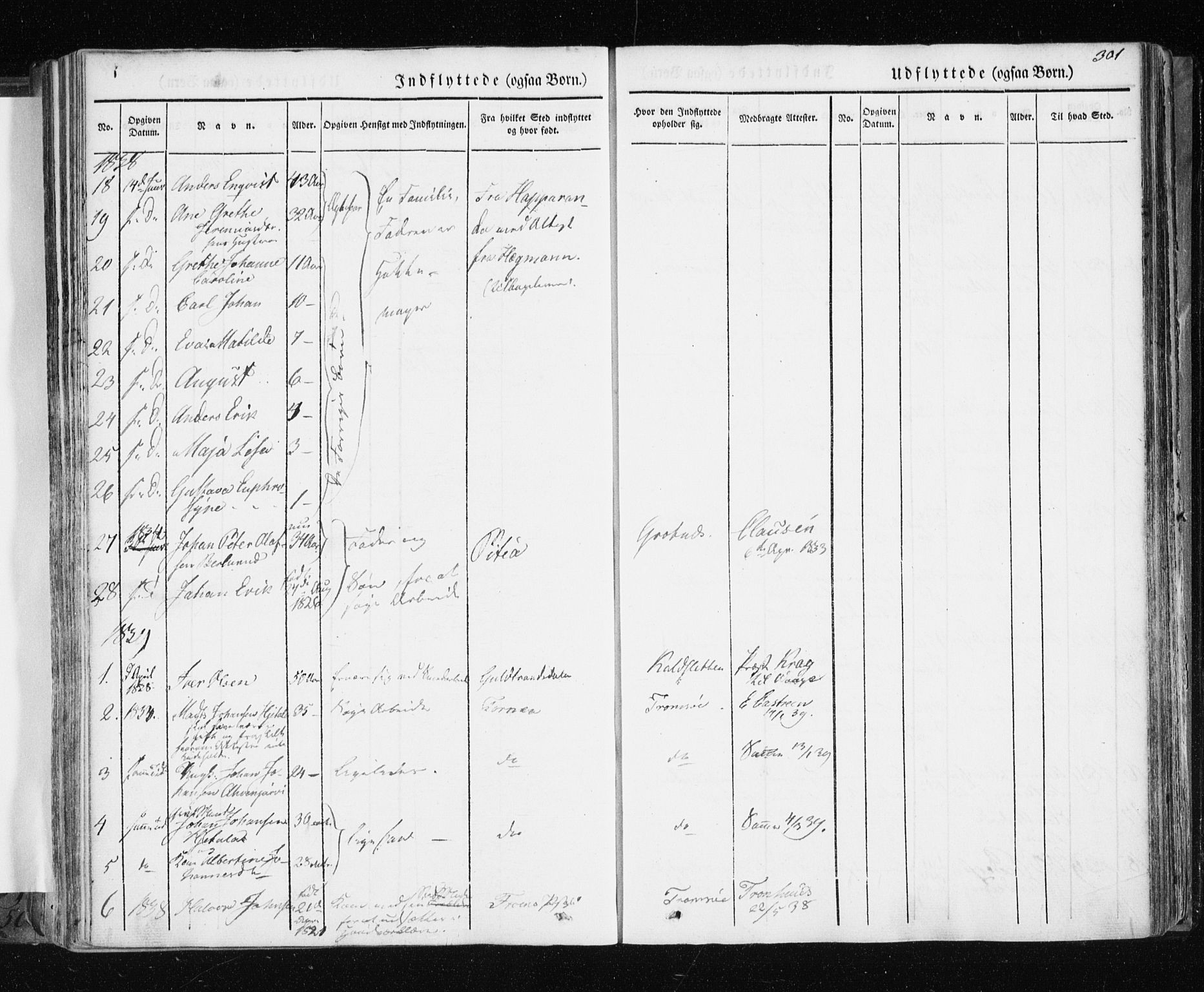 Tromsø sokneprestkontor/stiftsprosti/domprosti, SATØ/S-1343/G/Ga/L0009kirke: Parish register (official) no. 9, 1837-1847, p. 301