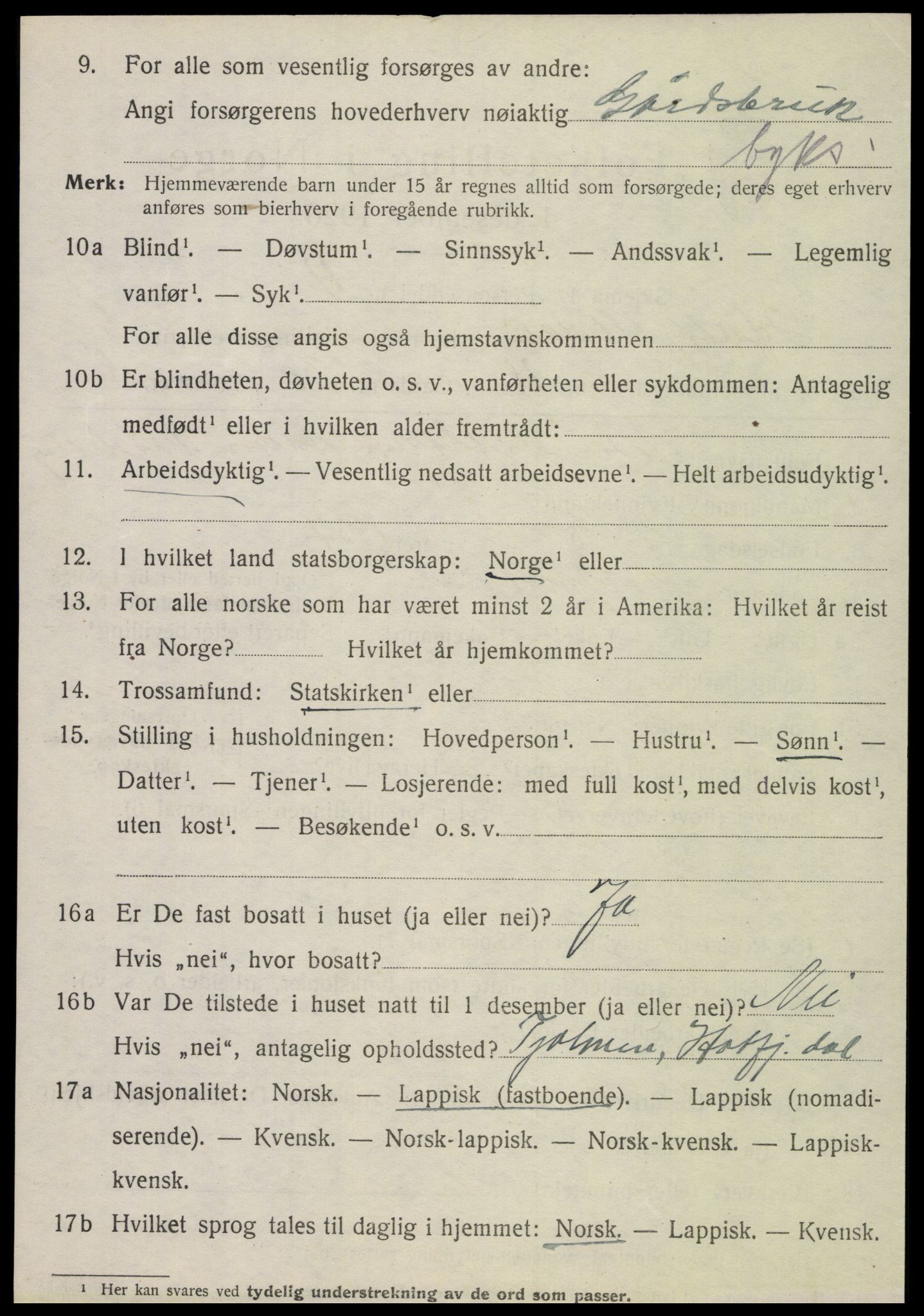 SAT, 1920 census for Hattfjelldal, 1920, p. 2151