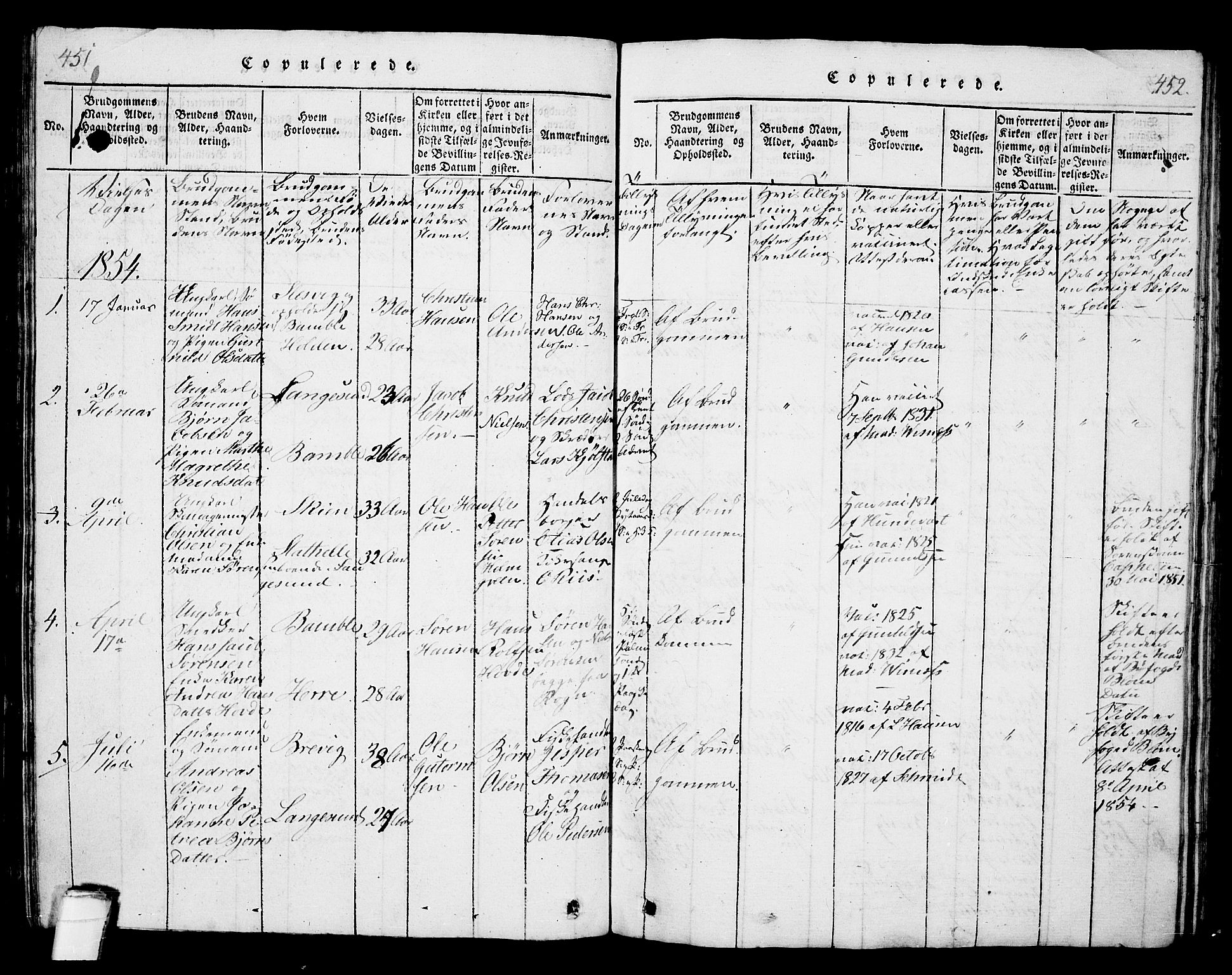 Langesund kirkebøker, SAKO/A-280/G/Ga/L0003: Parish register (copy) no. 3, 1815-1858, p. 451-452