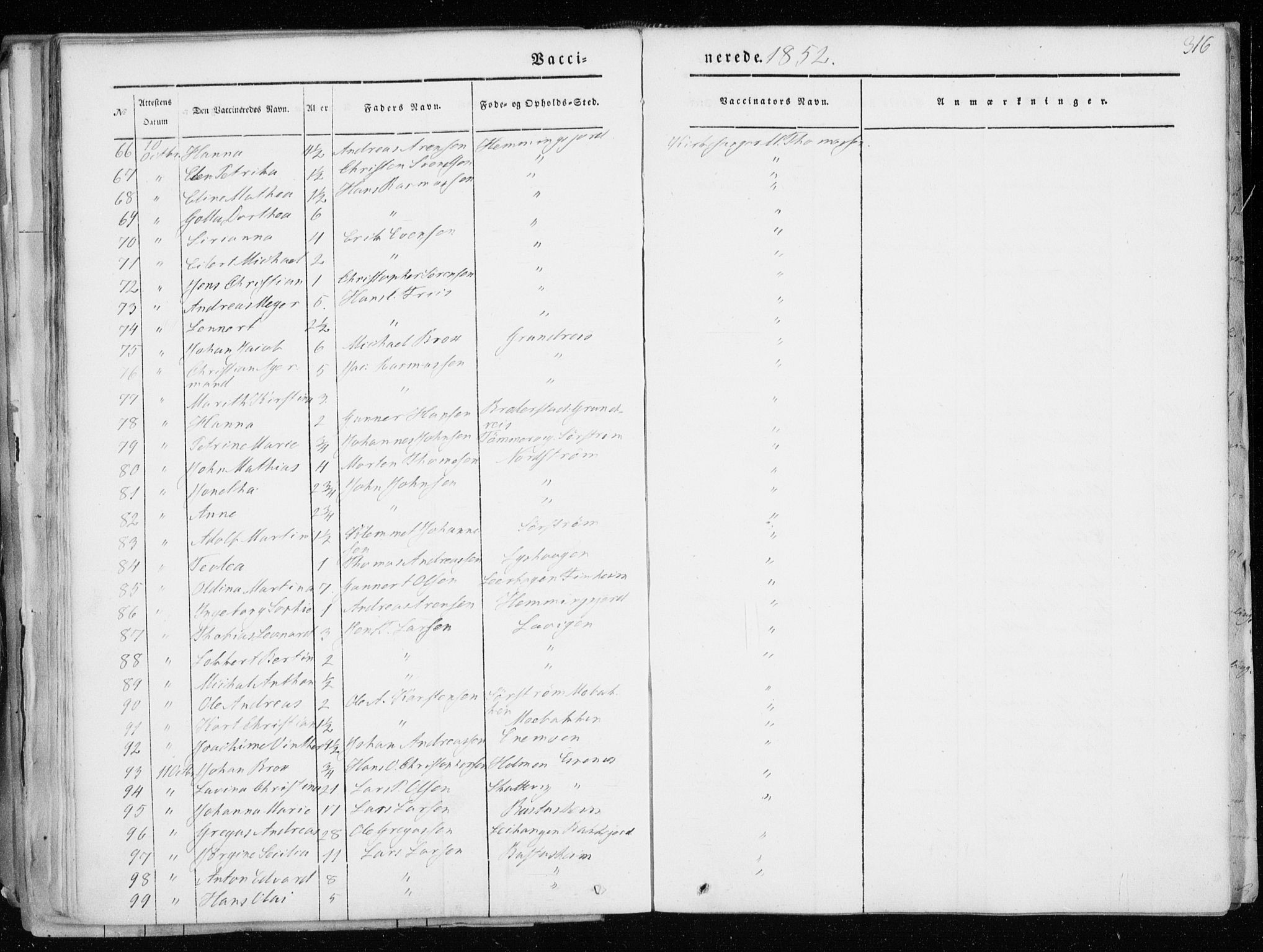 Tranøy sokneprestkontor, AV/SATØ-S-1313/I/Ia/Iaa/L0006kirke: Parish register (official) no. 6, 1844-1855, p. 316