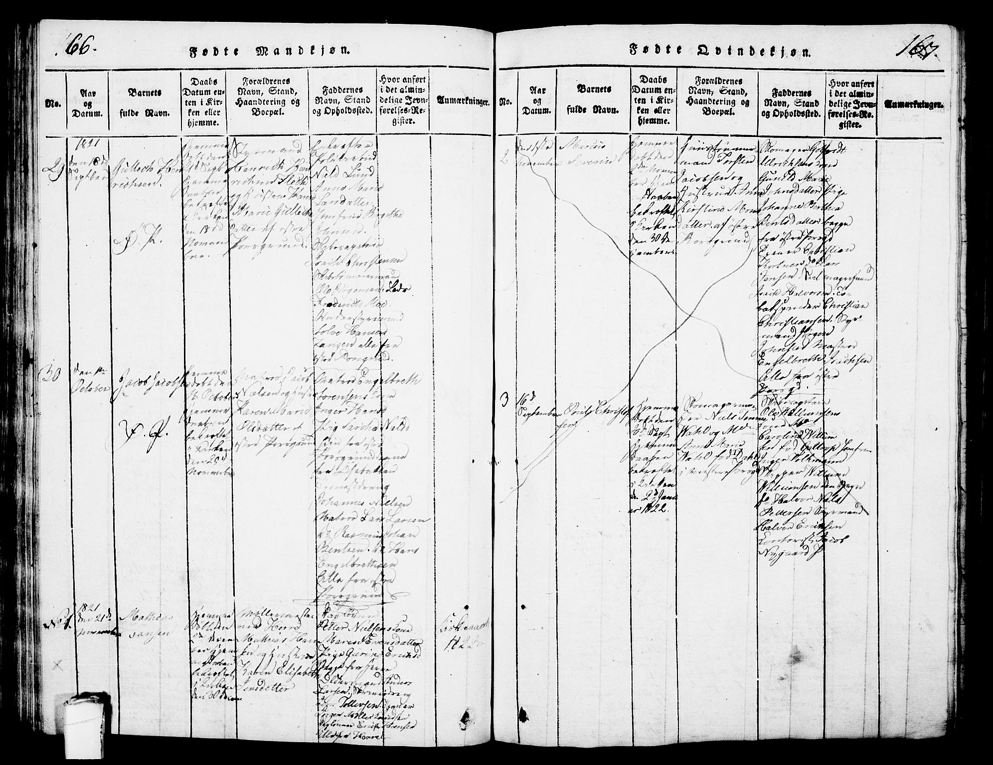 Porsgrunn kirkebøker , SAKO/A-104/G/Gb/L0001: Parish register (copy) no. II 1, 1817-1828, p. 166-167