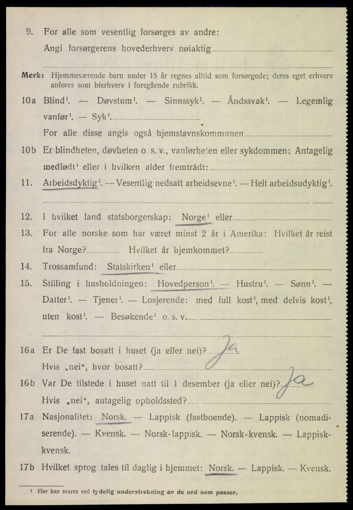 SAT, 1920 census for Steigen, 1920, p. 2739