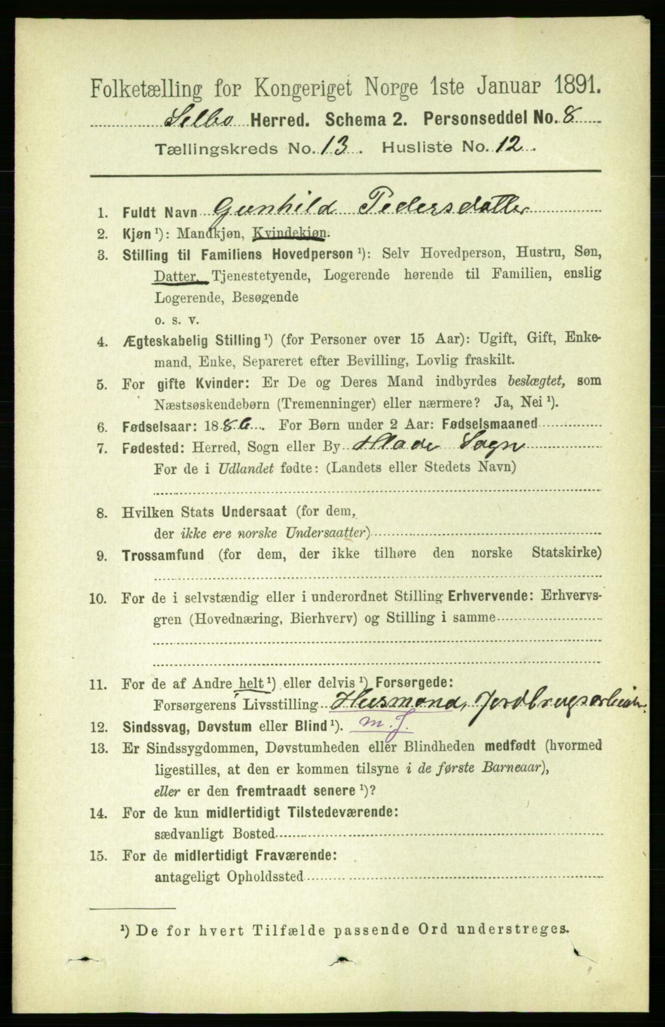 RA, 1891 census for 1664 Selbu, 1891, p. 4682