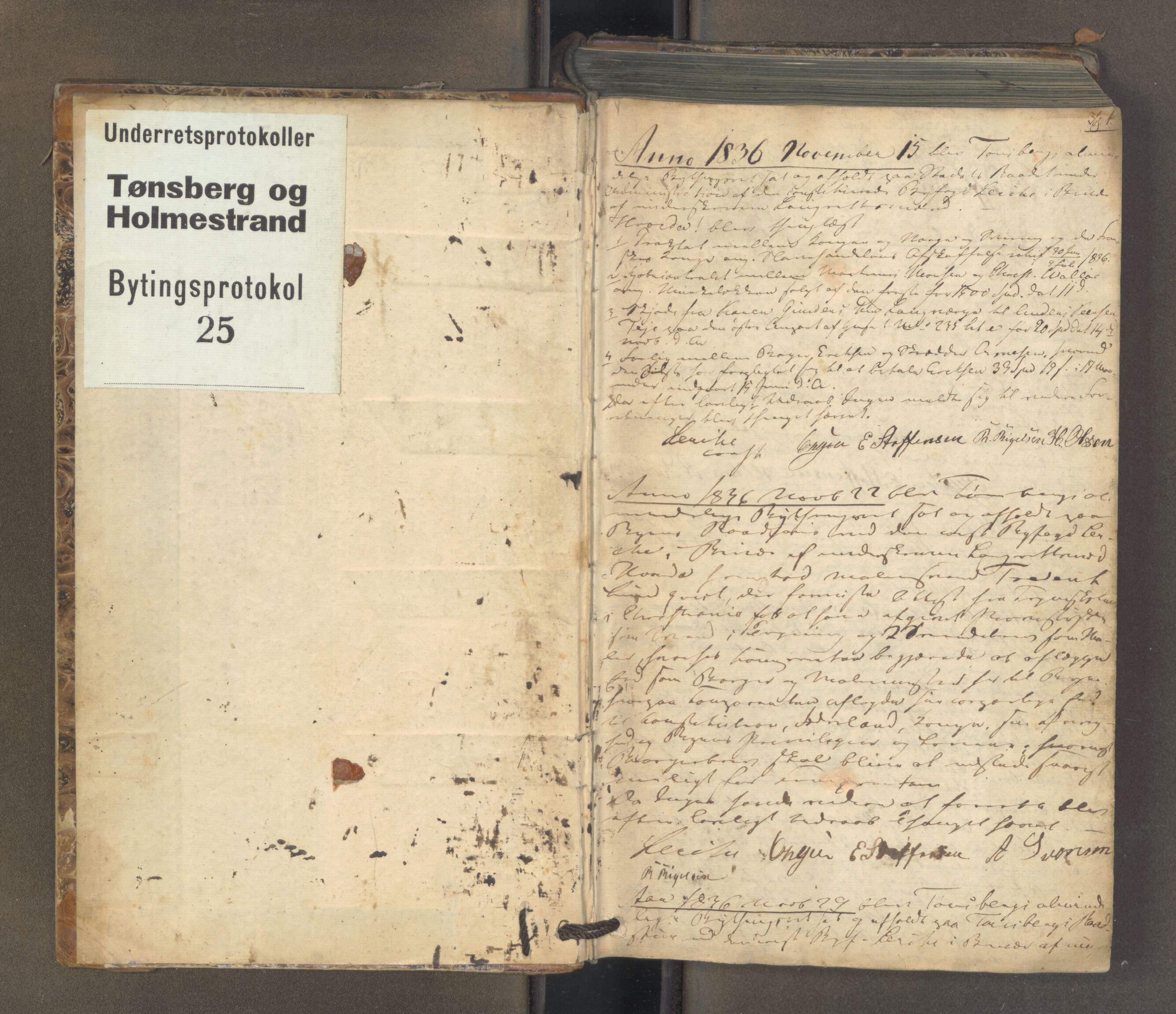 Tønsberg byfogd, AV/SAKO-A-224/F/Fa/L0025: Tingbok, 1836-1851, p. 1a