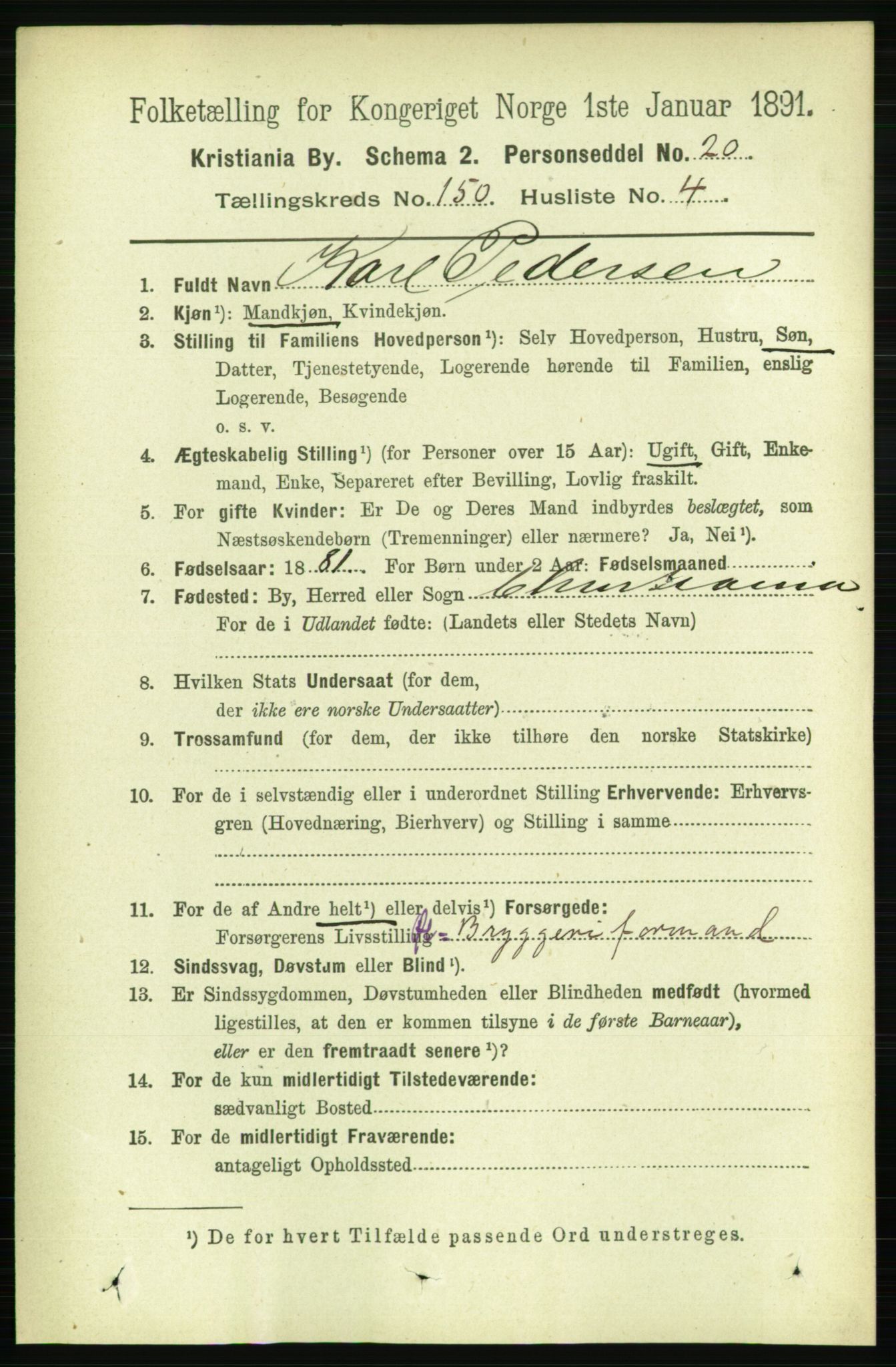 RA, 1891 census for 0301 Kristiania, 1891, p. 83895