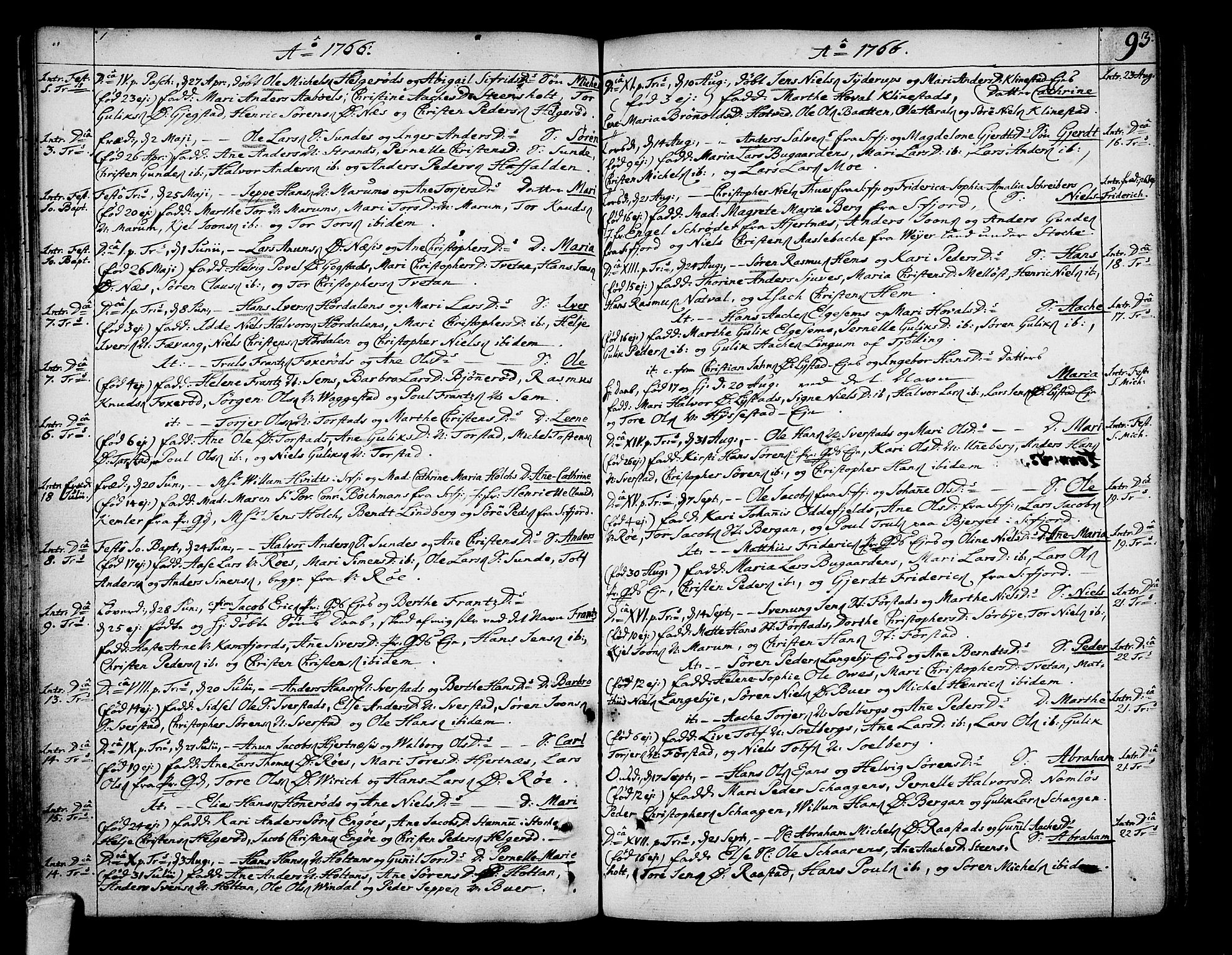 Sandar kirkebøker, SAKO/A-243/F/Fa/L0002: Parish register (official) no. 2, 1733-1788, p. 93