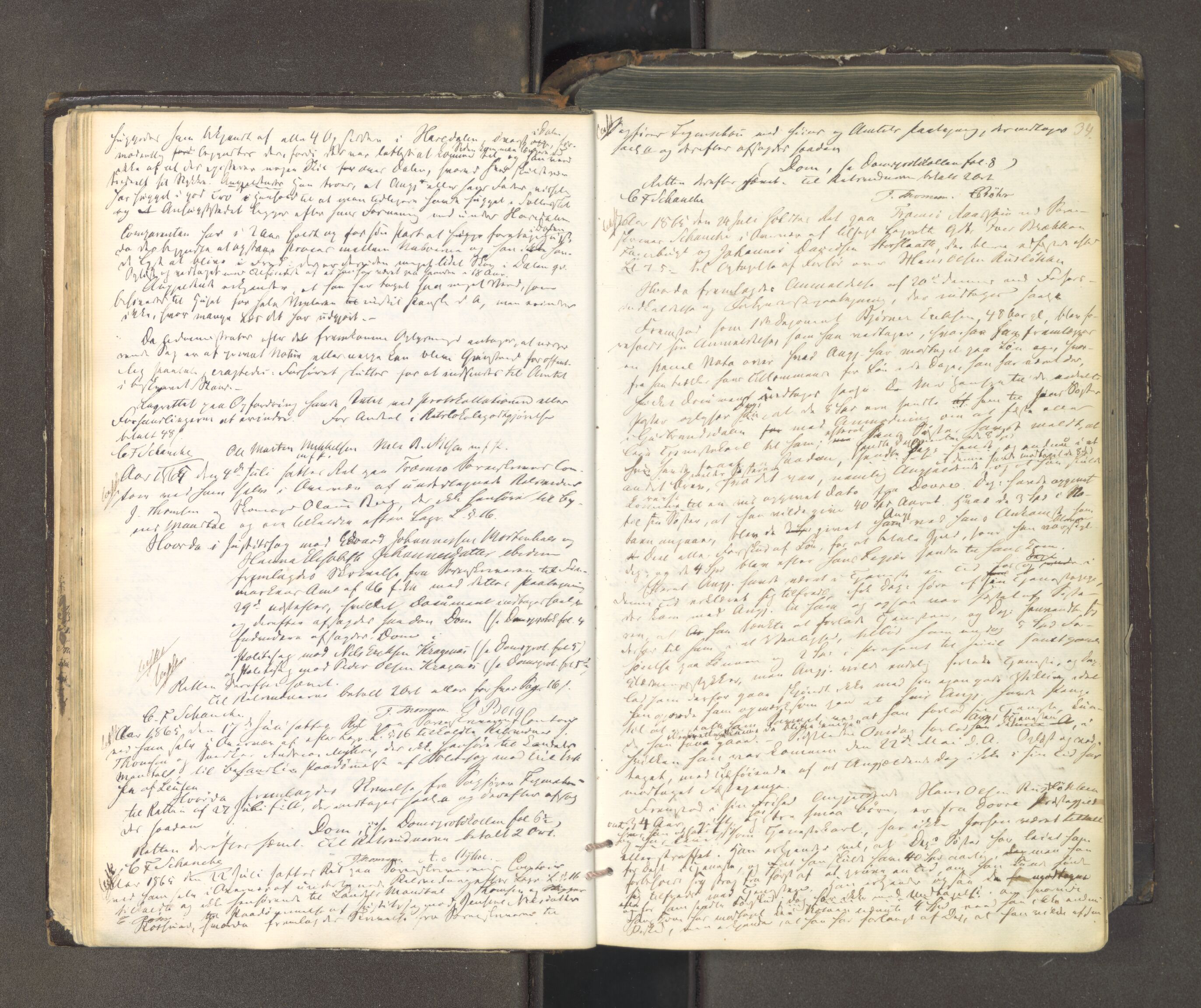 Tromsø sorenskriveri 1855-, AV/SATØ-S-0050/F/Fe/L0127: Ekstrarettsprotokoll med register, 1864-1870, p. 33b-34a