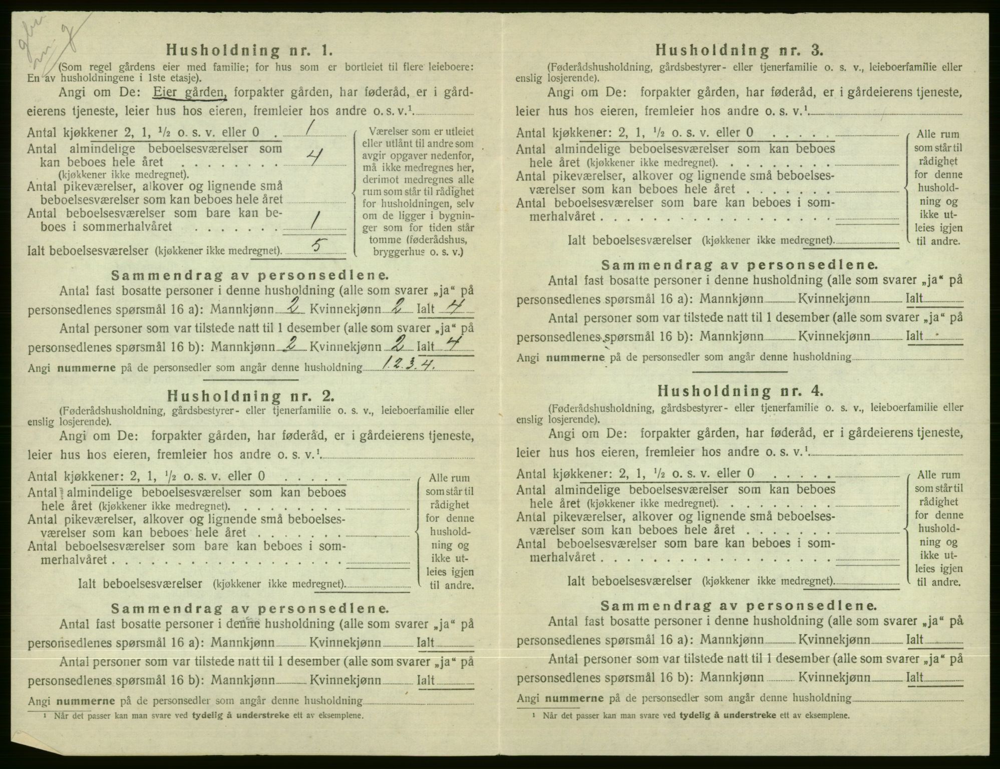 SAB, 1920 census for Voss, 1920, p. 2744