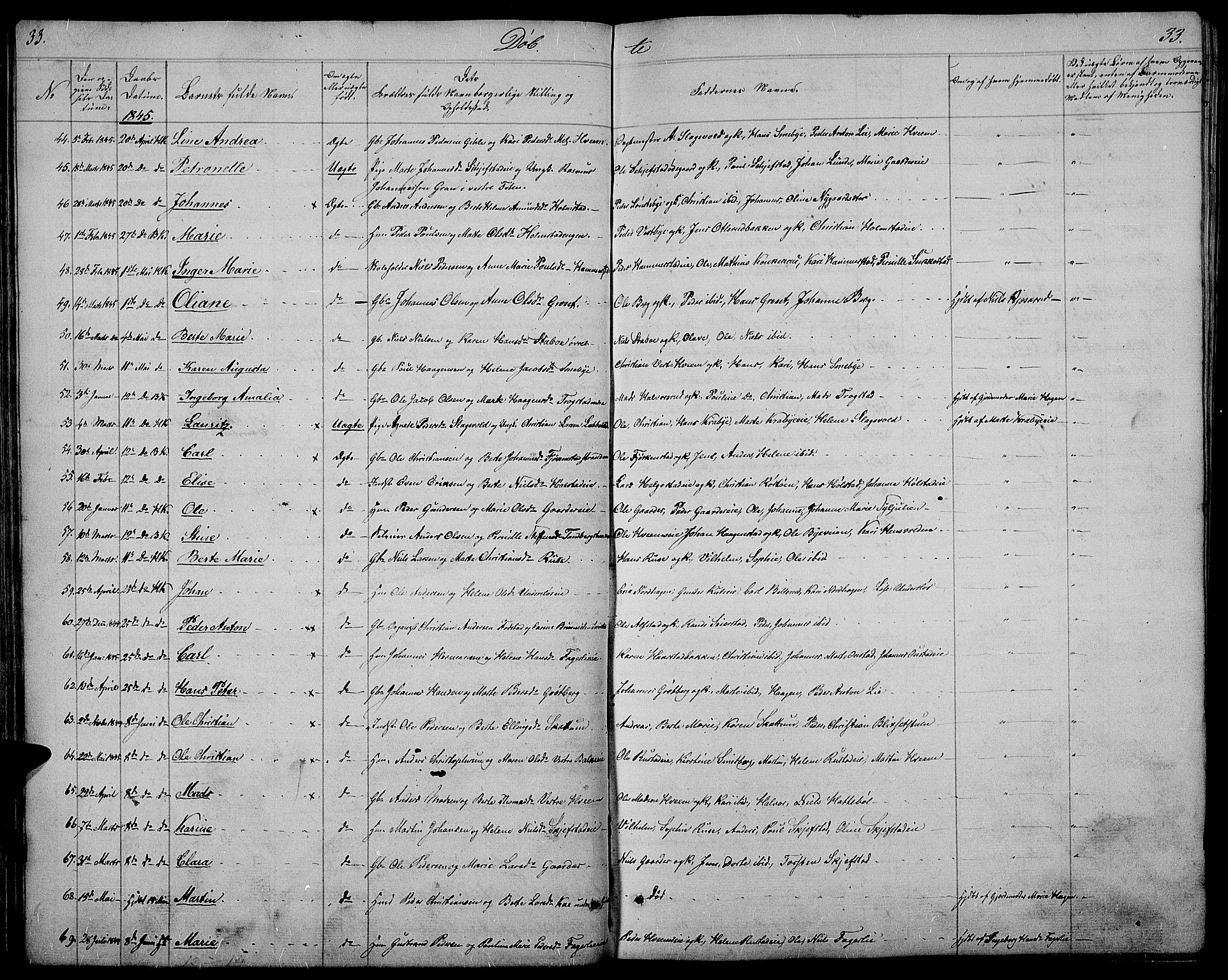 Østre Toten prestekontor, SAH/PREST-104/H/Ha/Hab/L0002: Parish register (copy) no. 2, 1840-1847, p. 33