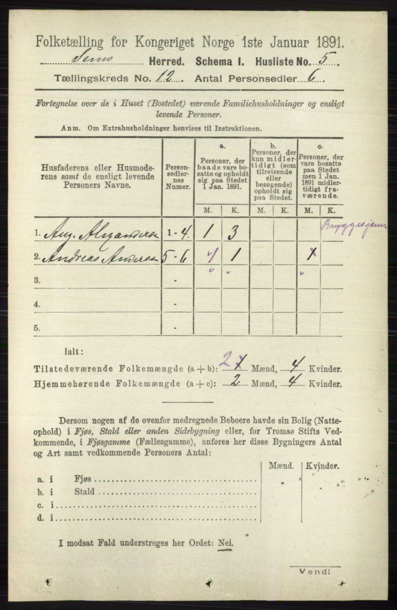 RA, 1891 census for 0721 Sem, 1891, p. 5672