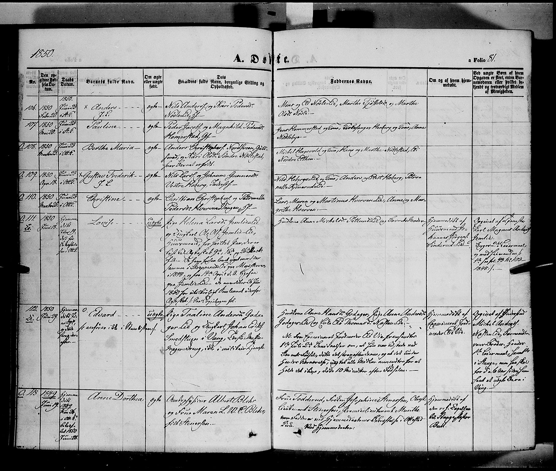 Stange prestekontor, AV/SAH-PREST-002/K/L0011: Parish register (official) no. 11, 1846-1852, p. 81