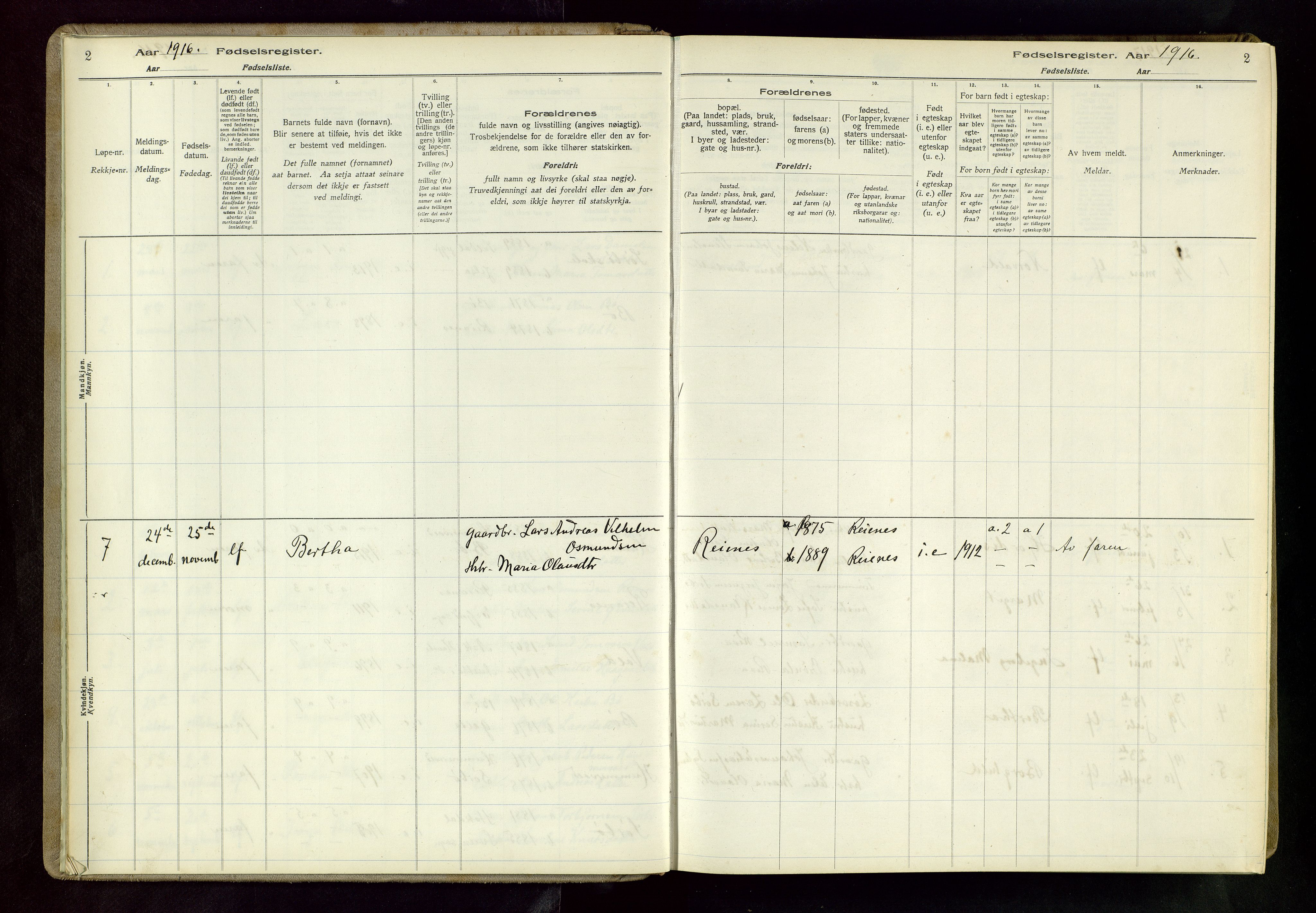 Rennesøy sokneprestkontor, AV/SAST-A -101827/I/Id/L0003: Birth register no. 3, 1916-1982, p. 2