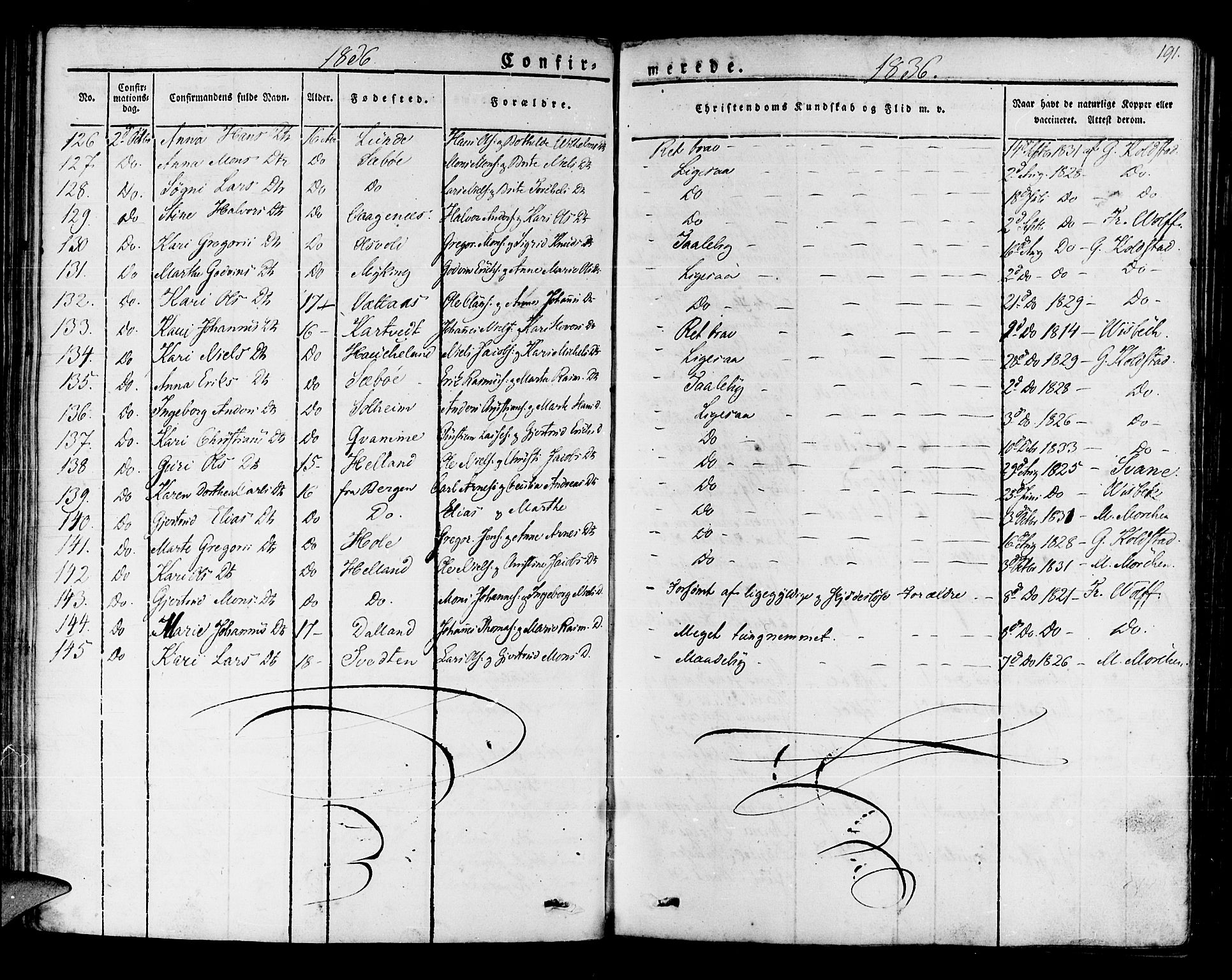 Manger sokneprestembete, AV/SAB-A-76801/H/Haa: Parish register (official) no. A 4, 1824-1838, p. 191