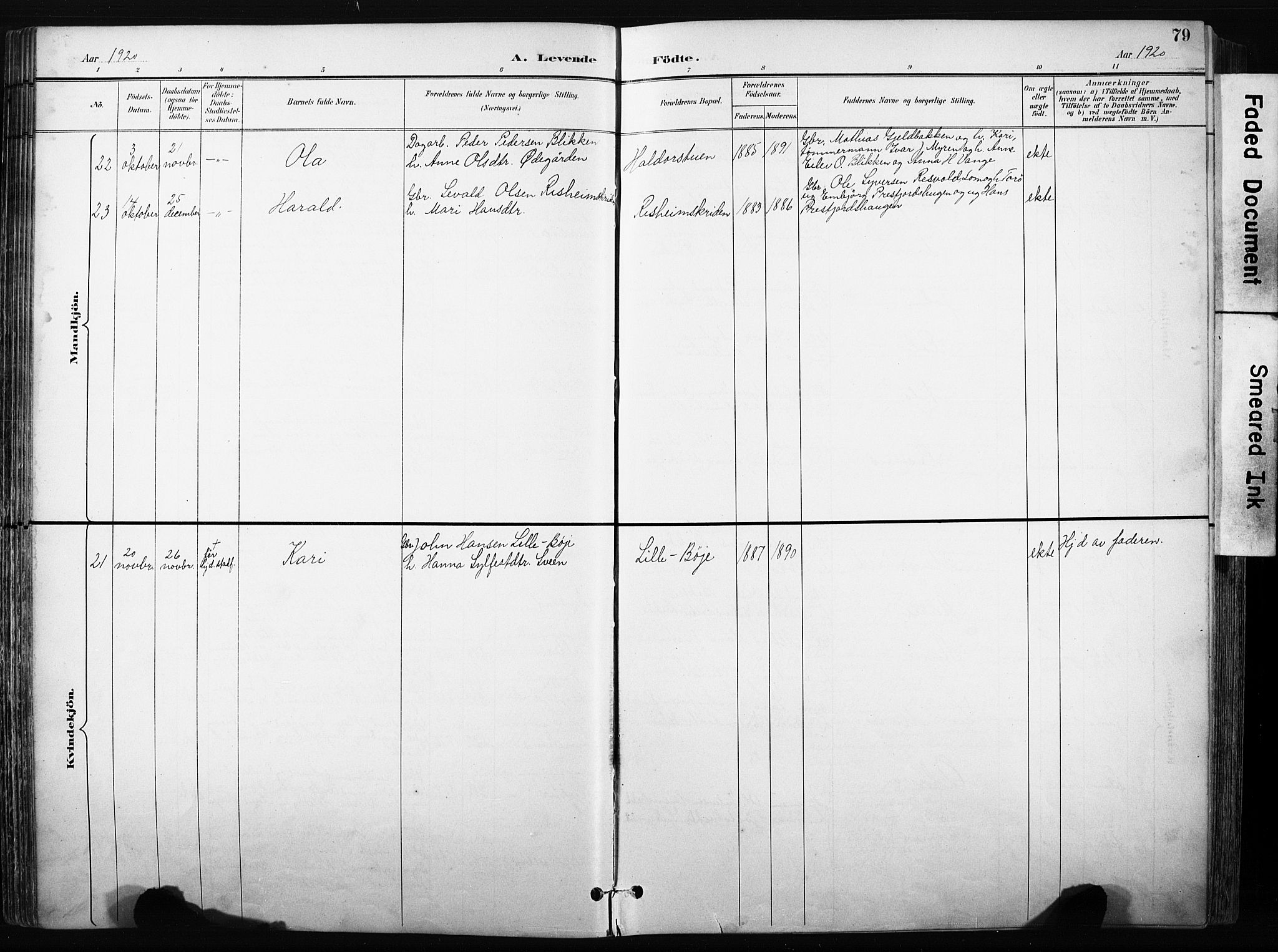Skjåk prestekontor, SAH/PREST-072/H/Ha/Hab/L0003: Parish register (copy) no. 3, 1893-1932, p. 79