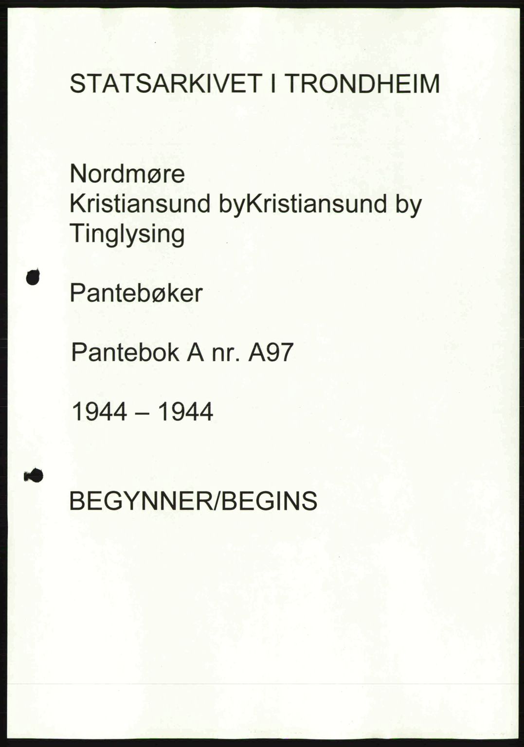 Nordmøre sorenskriveri, AV/SAT-A-4132/1/2/2Ca: Mortgage book no. A97, 1944-1944